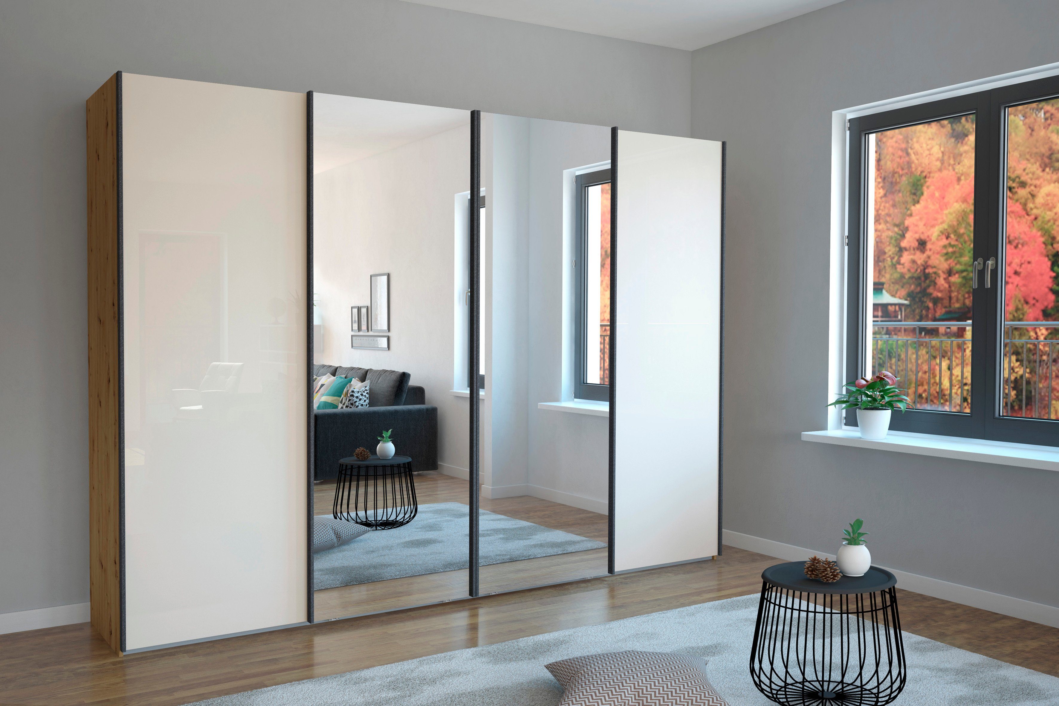 WIEMANN Schwebetürenschrank Monaco hochwertige Glas- und Spiegelfront