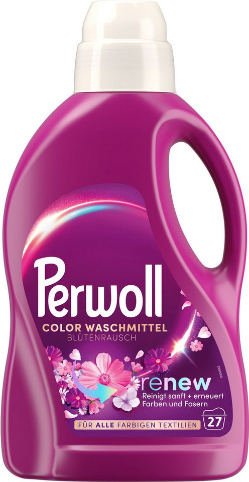 Perwoll PERWOLL Flüssigwaschmittel 27WL Color Blütenrausch 1,35L Colorwaschmittel (1-St. Flüssigwaschmittel mit Dreifach-Renew-Technologie)