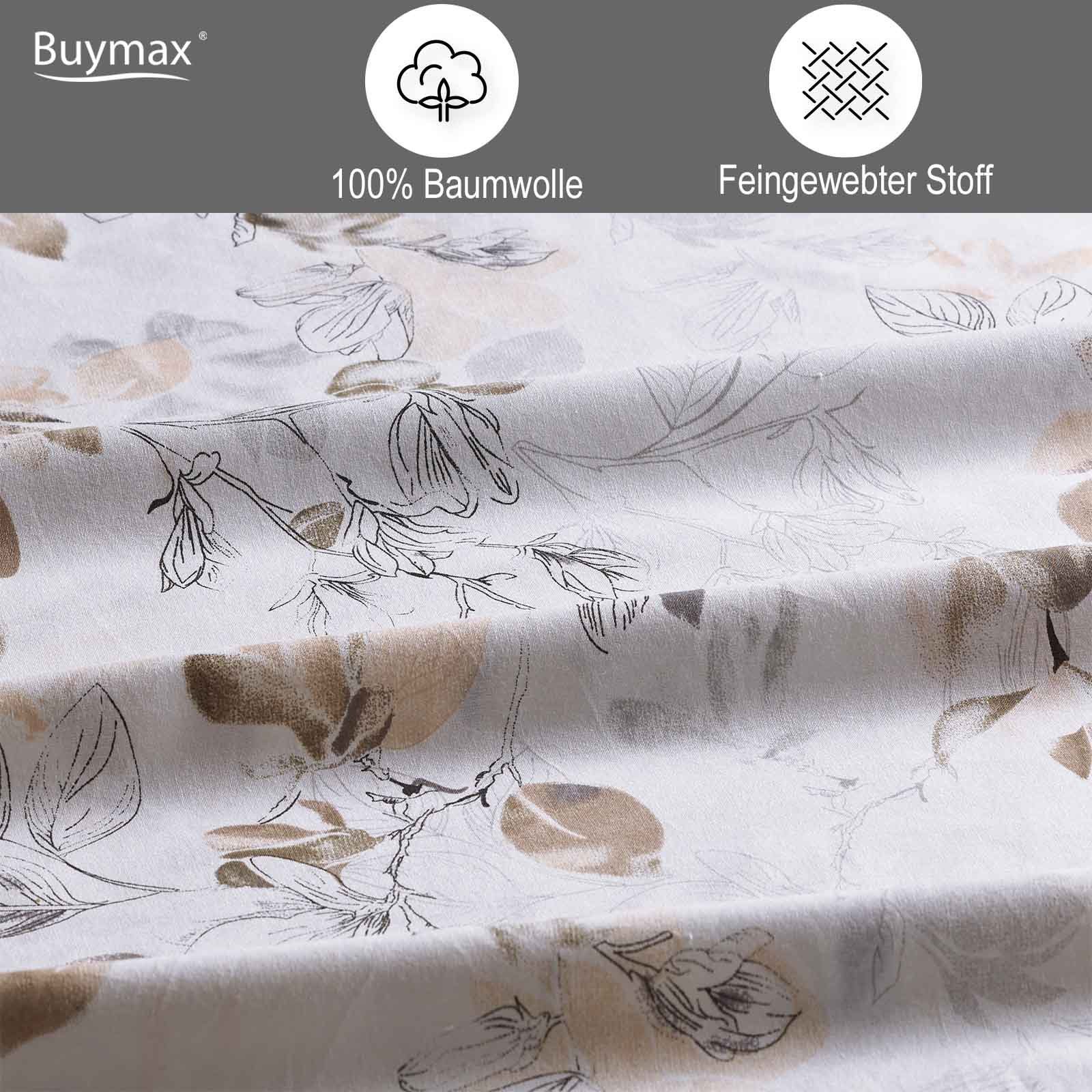 Buymax Bettwäsche Almira, Renforcé, 4 teilig, Bettwäsche-Set Bett- und Kopfkissenbezug mit Reißverschluss 135x200 cm