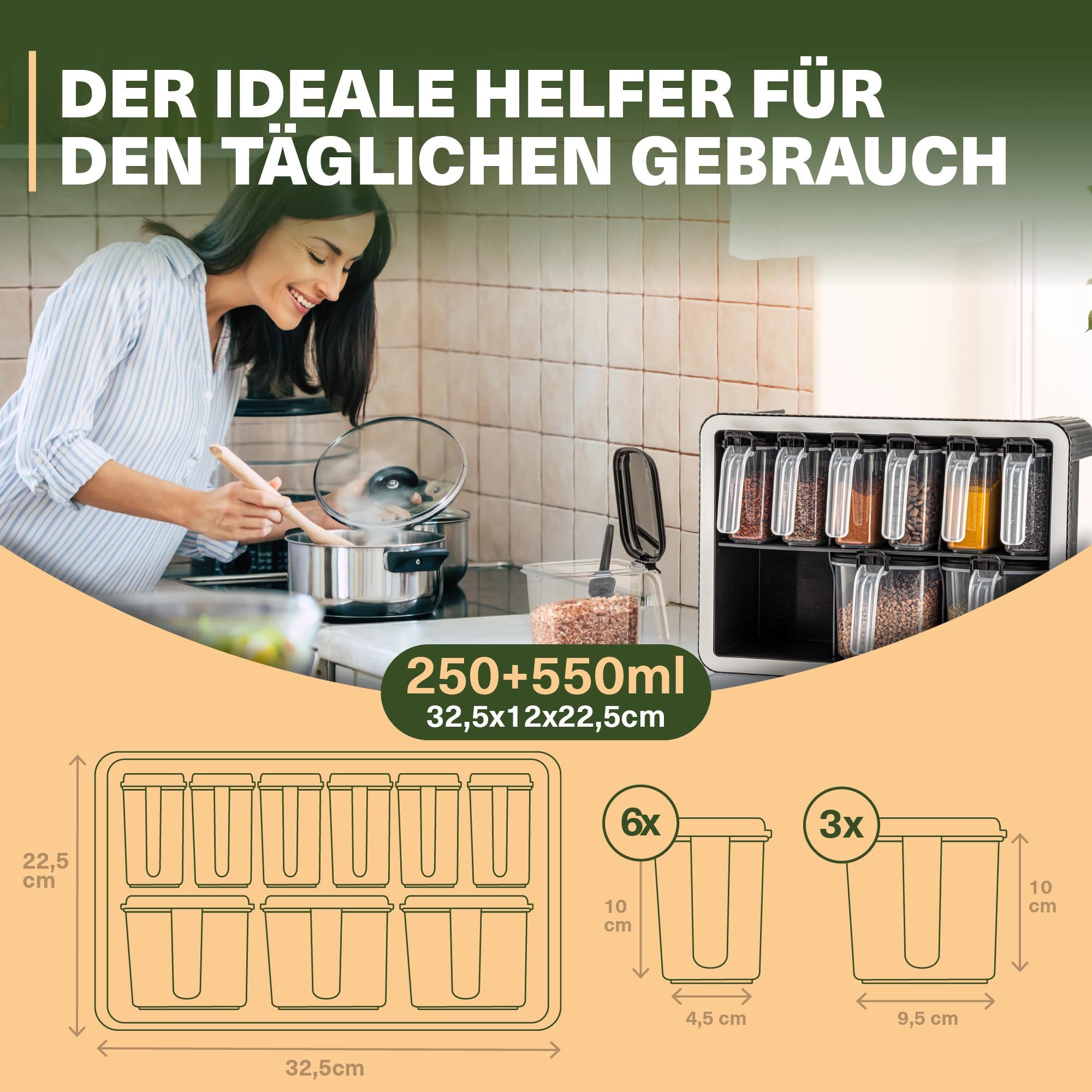 Viwares Gewürzbehälter platzsparendes Gewürzregal mit Aromaschutz, 550 & 25 günstig online kaufen