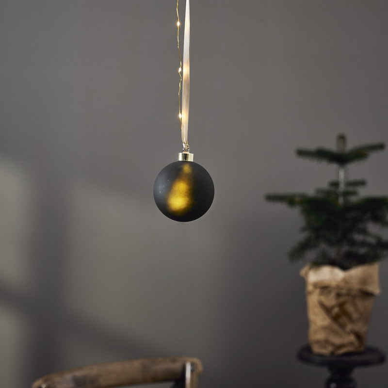 MARELIDA Weihnachtsbaumkugel LED Weihnachtskugel beleuchtete Christbaumkugel Glas Timer grün 10cm (1 St)