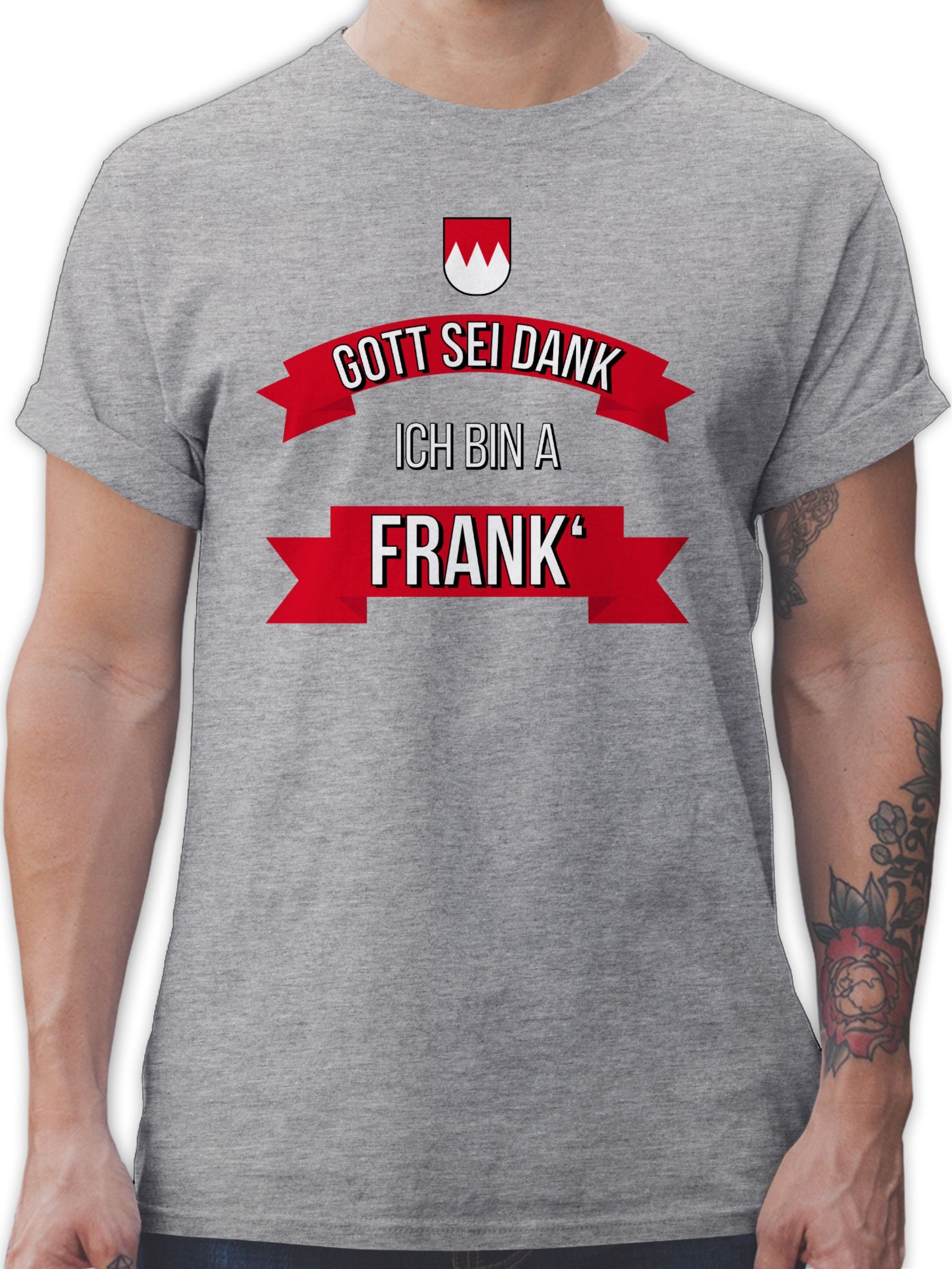 Shirtracer T-Shirt Gott sei Dank ich bin a Frank Franken Kinder 3 Grau meliert