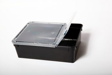 M&S Reptilien Terrarium Kunststoffbox schwarz, groß (24x18x7,5 cm) Deckel transparent