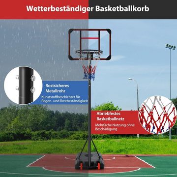 KOMFOTTEU Basketballkorb Basketballständer, mit Rollen, 155-210 cm höhenverstellbar