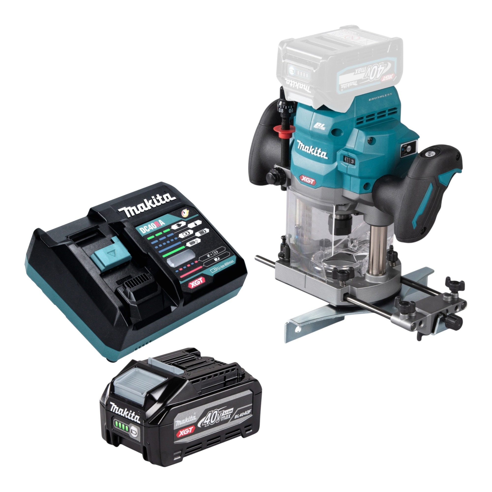 Makita Oberfräse RP 001 GU101 40 V max. 12 mm Brushless + 1x Akku 4,0 Ah + Ladegerät