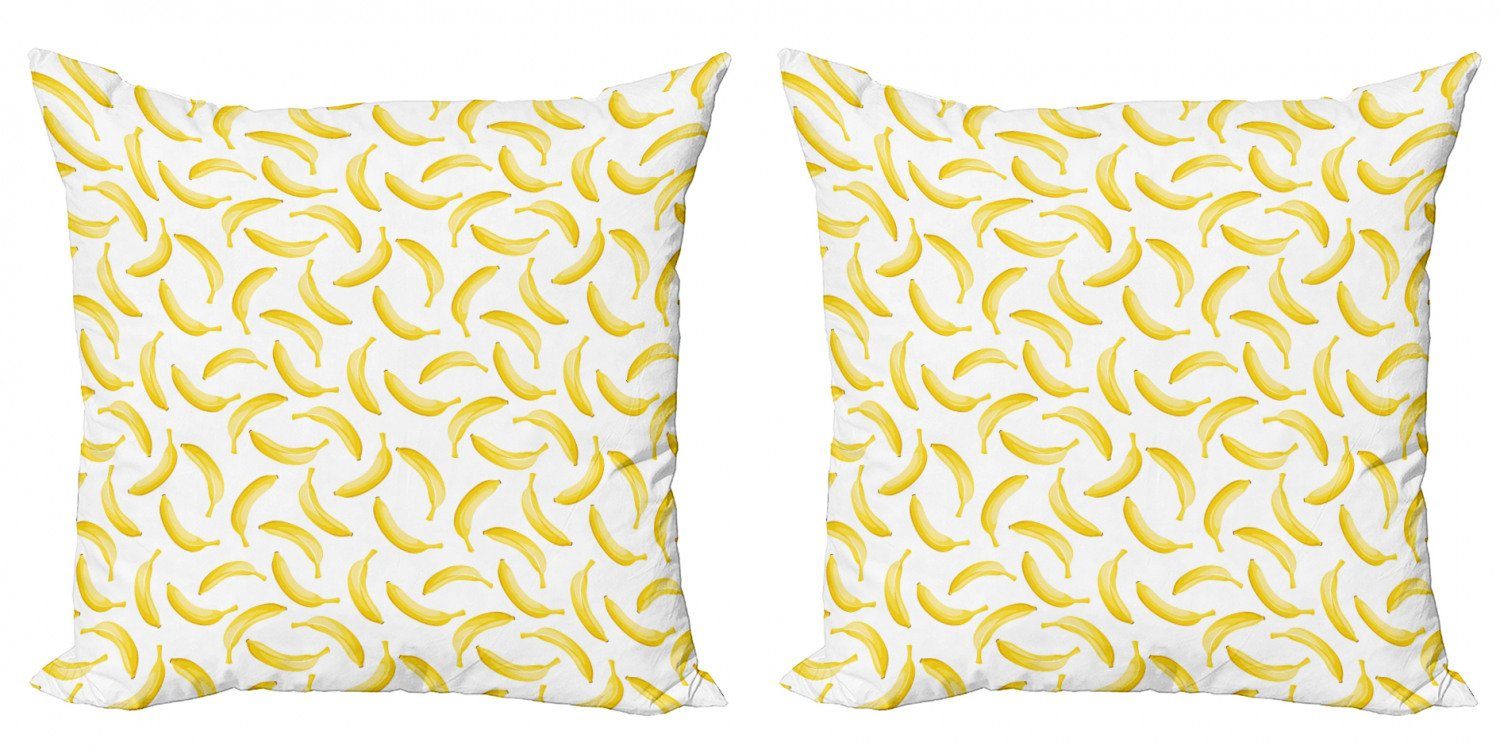 Kissenbezüge Modern Accent Doppelseitiger Digitaldruck, Abakuhaus (2 Stück), Gelb und Weiß Cartoon Banana