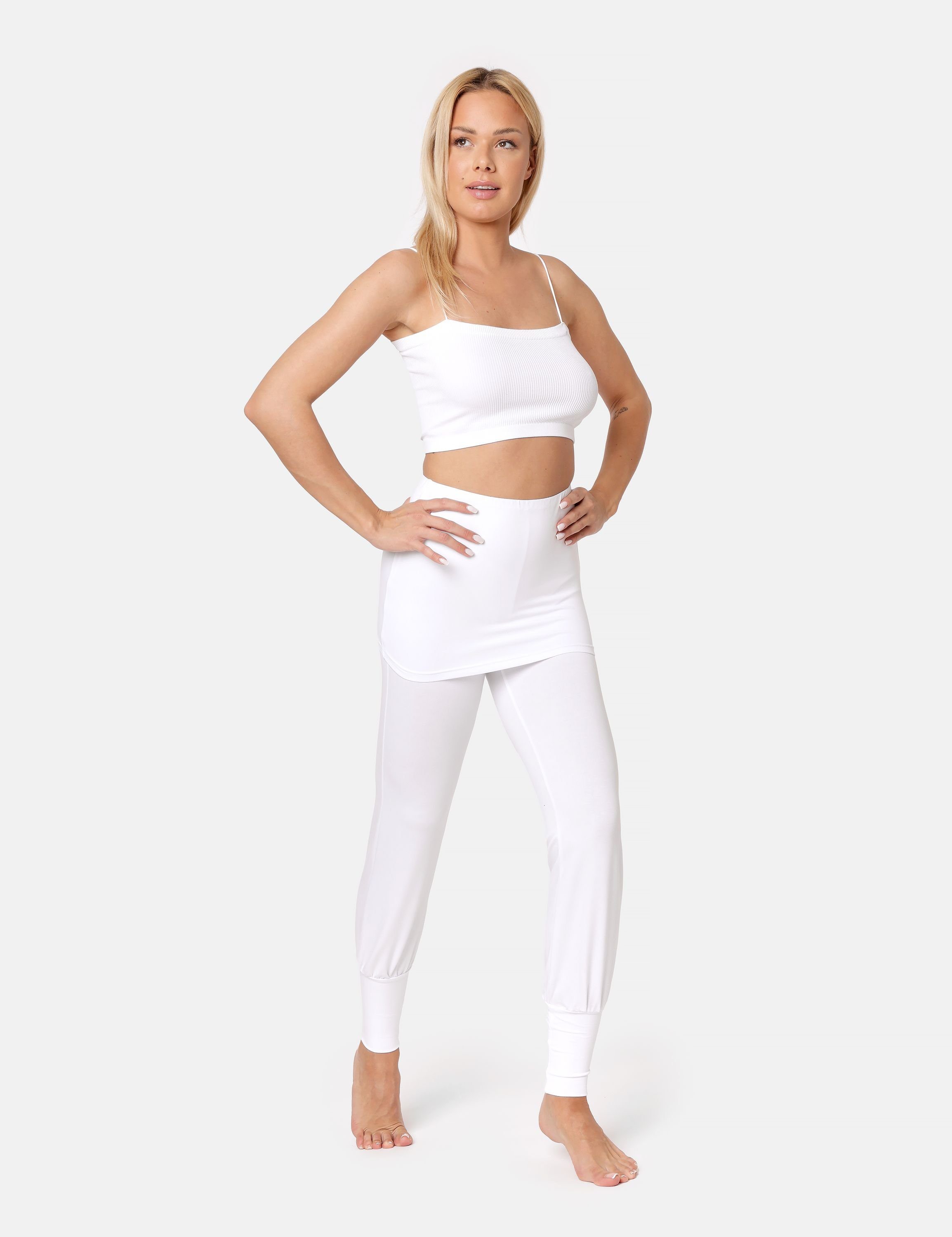 Rock mit Damen Leggings BLV50-275 ohne Yogahose Lang Bellivalini (1-tlg) Weiß Trainingshose