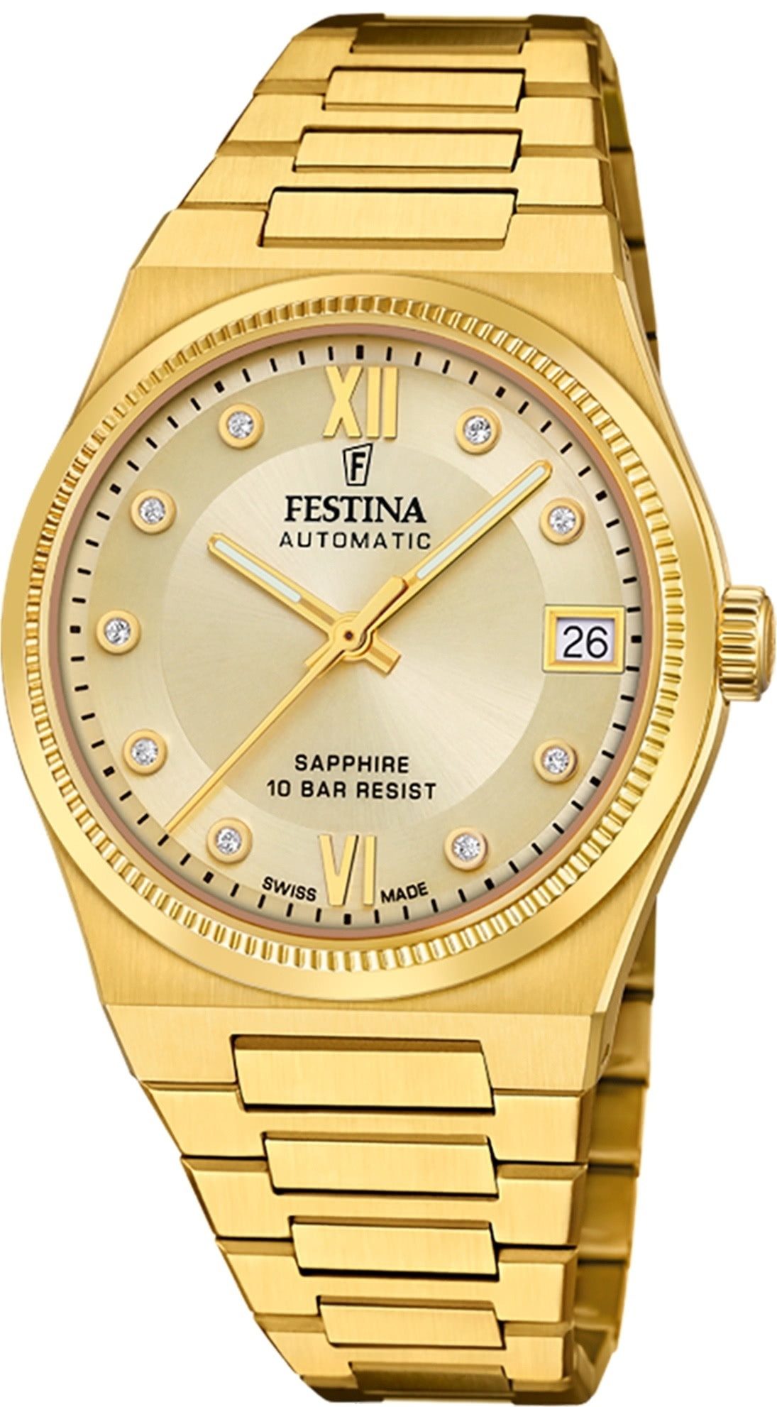 Automatikuhr Festina Damenuhr Edelstahl gold Festina