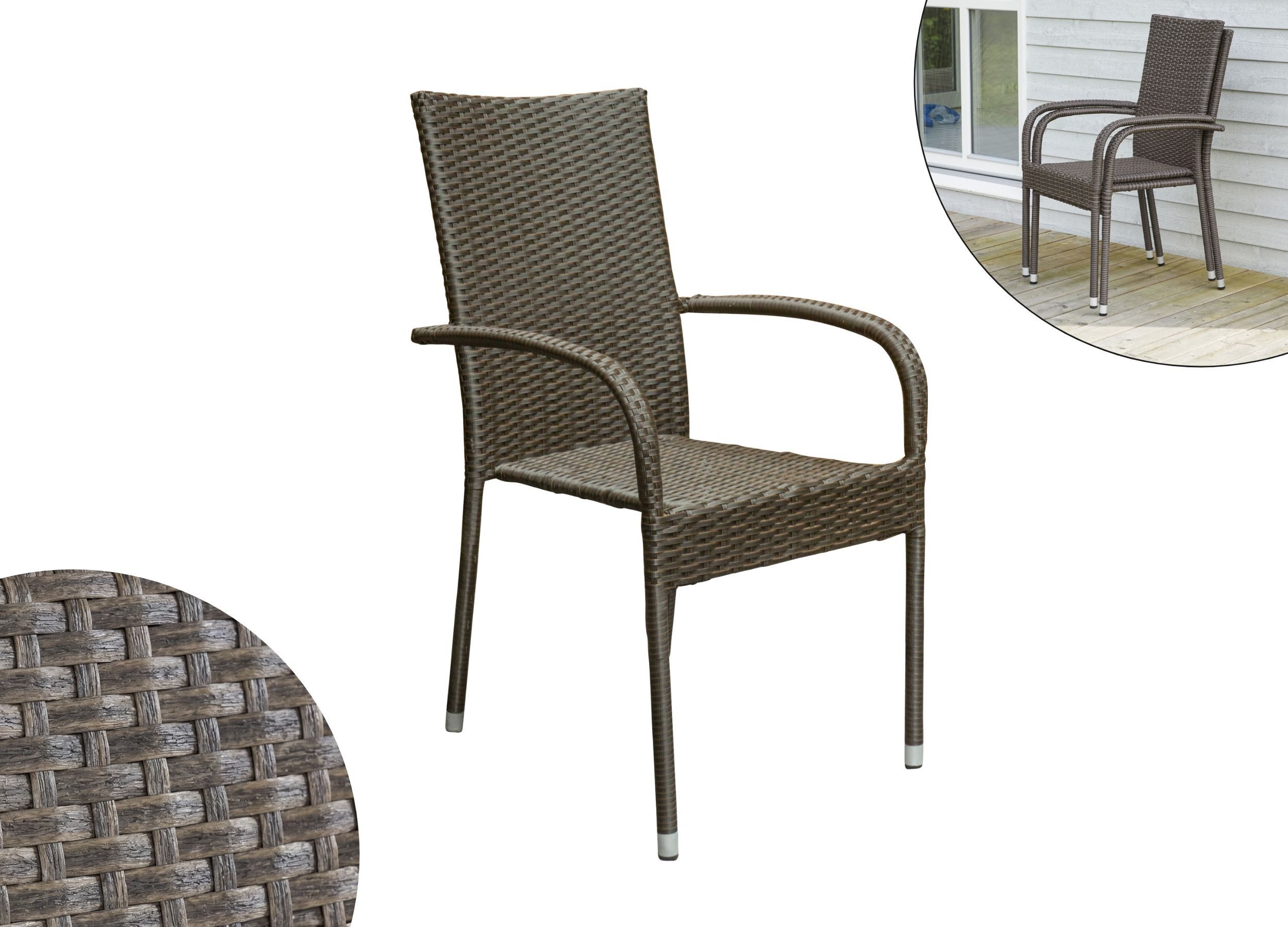 LC Garden Stapelstuhl »Lübeck« Gartenstuhl Polyrattan Stapelstuhl Gartensessel stapelbar (1 St)