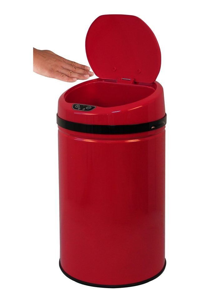 30 Mülleimer INOX aus Edelstahl, ECHTWERK Liter Infrarot-Sensor, Korpus RED, Fassungsvermögen