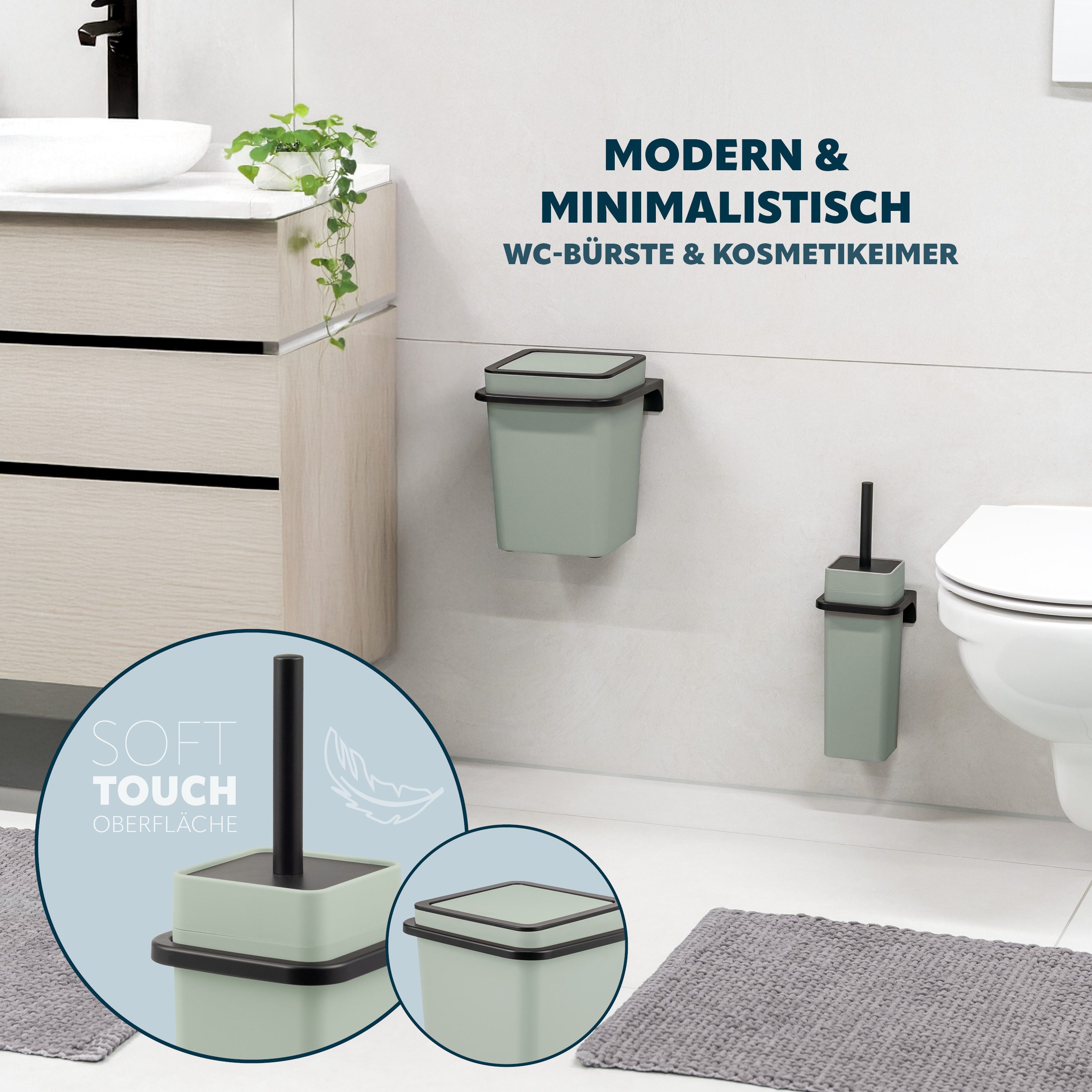 bremermann Badaccessoire-Set 2tlg. Bad-Set SAVONA Softtouch inkl. Wandhalterung, 2 tlg.