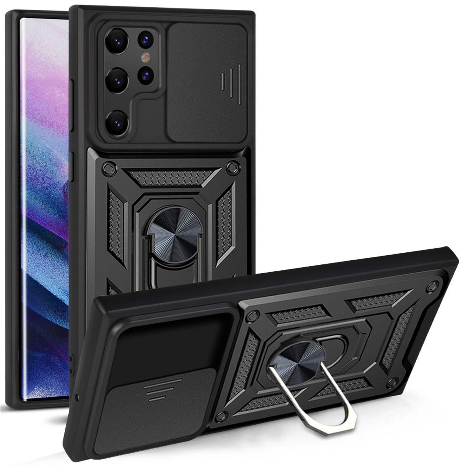 betterfon Smartphone-Hülle für Samsung Galaxy S22 Ultra Panzerhülle mit Kameraschutz Schwarz