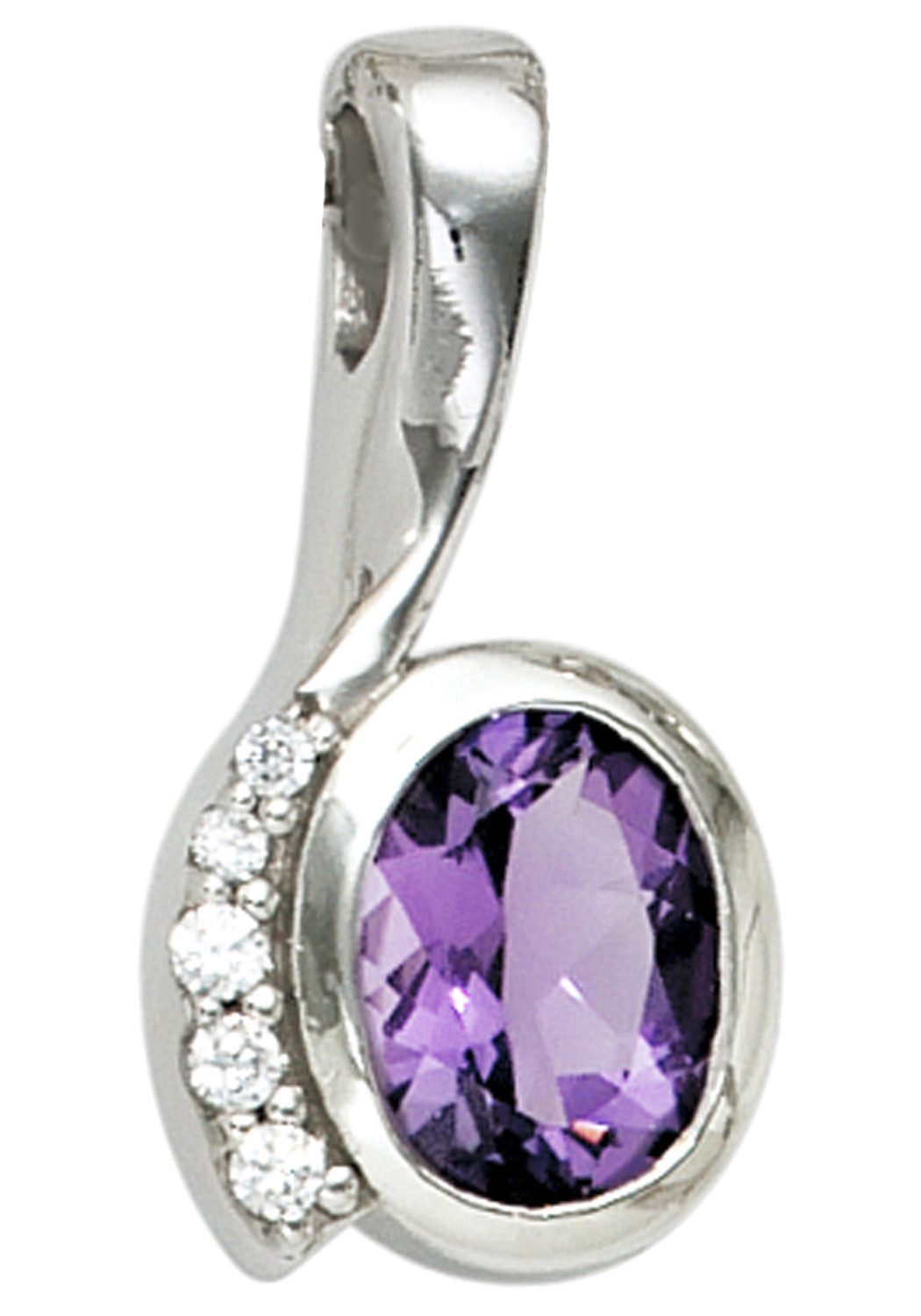JOBO Kettenanhänger Anhänger Silberanhänger 19 mm, 925 Silber rhodiniert mit Zirkonia
