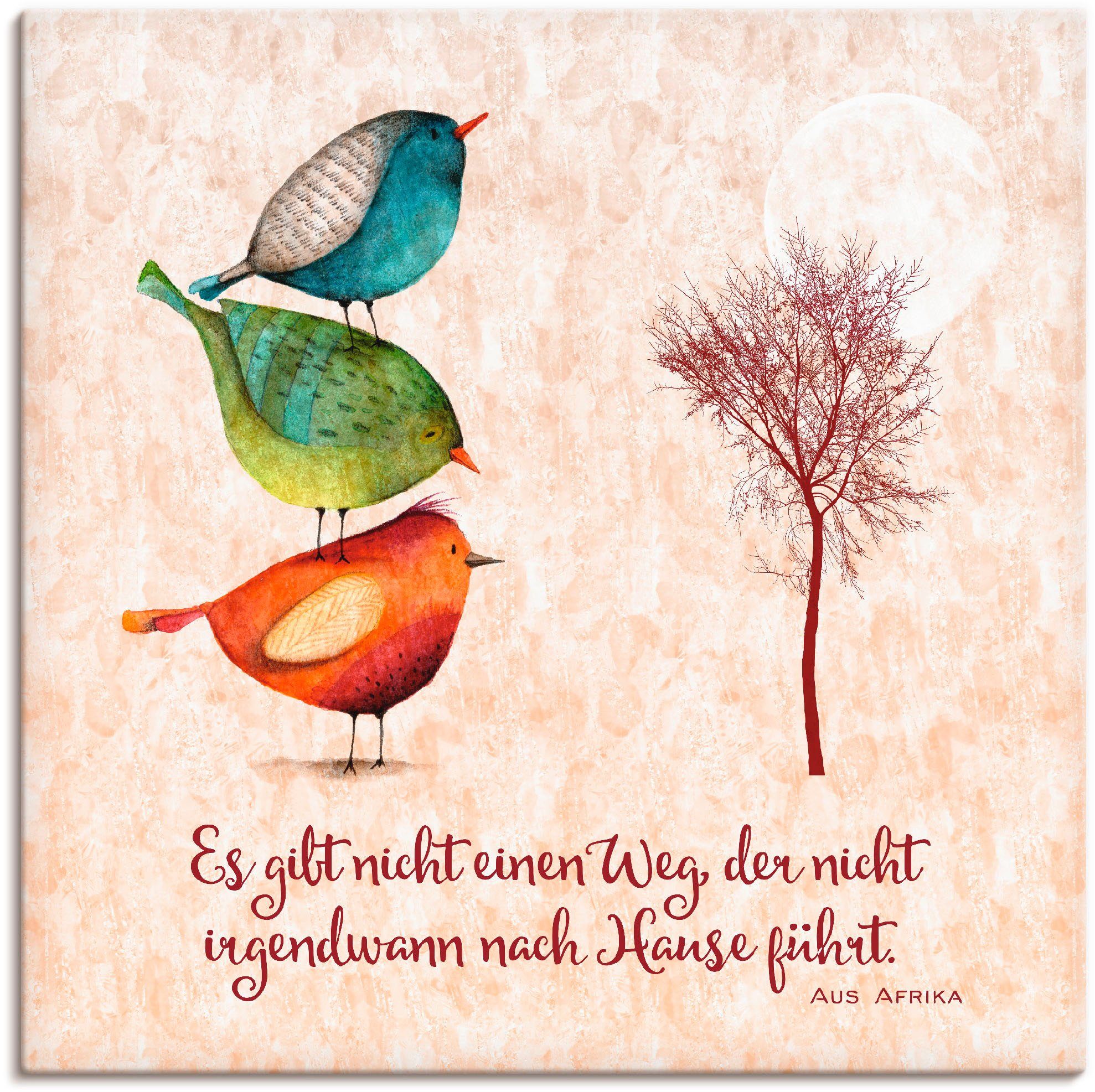 Artland Leinwandbild Lebensweisheit Zu Hause, Tiere (1 St), auf Holzrahmen gespannt