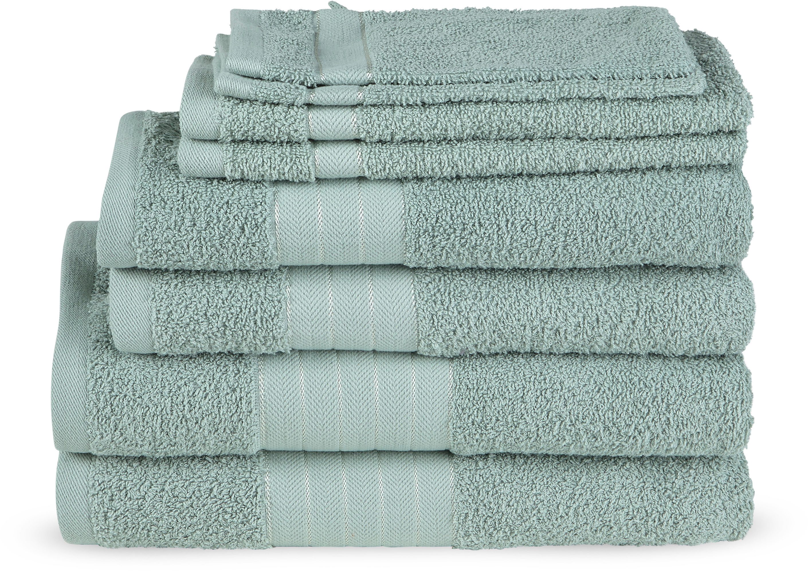 good morning Handtuch Set Uni, Frottee (Set, 8-St), Baumwolle, Walkfrottee, Bordüre, 500 GSM,Einfarbig, ohne Aufhängung