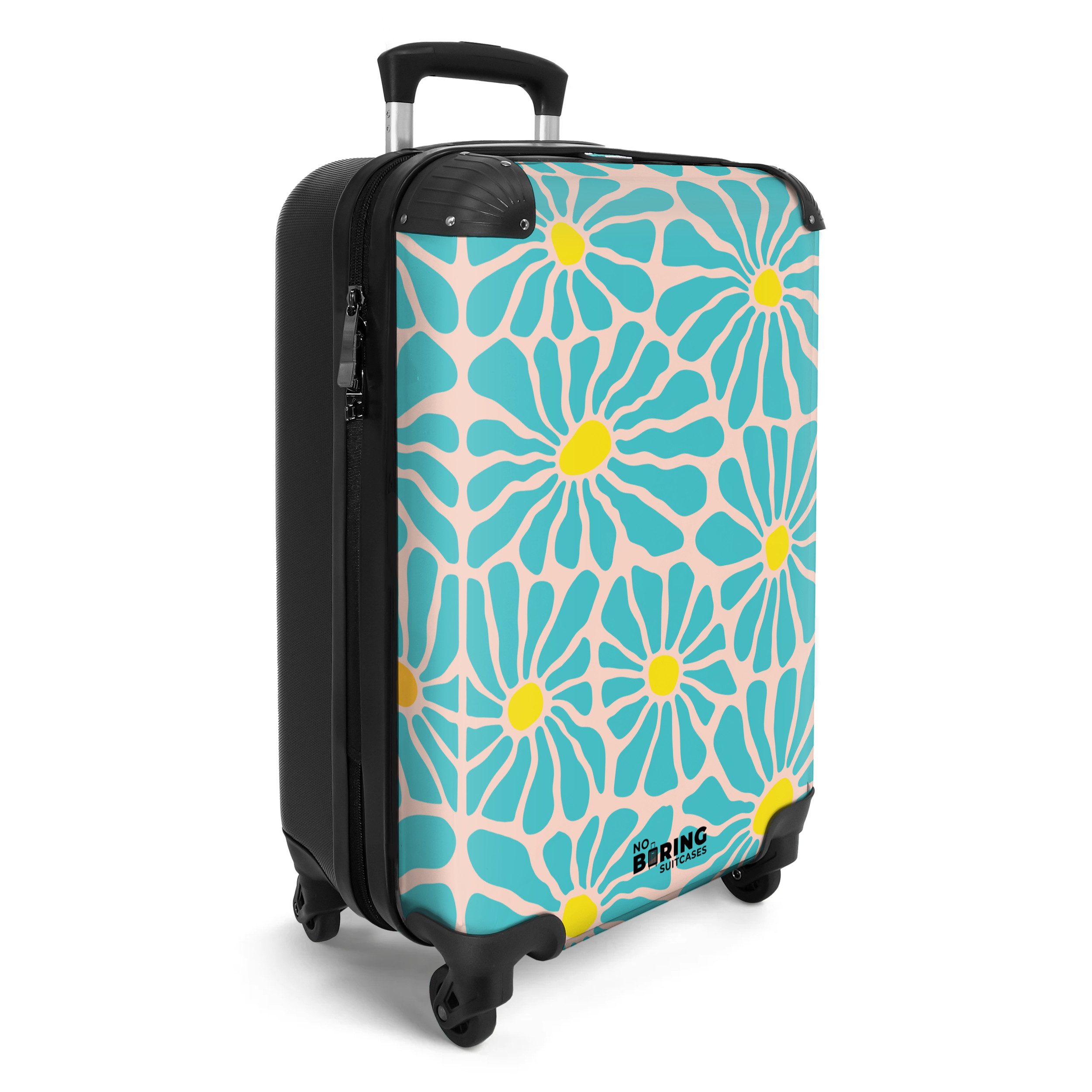 NoBoringSuitcases.com© Hartschalen-Trolley Beige mit blauen und günstig online kaufen