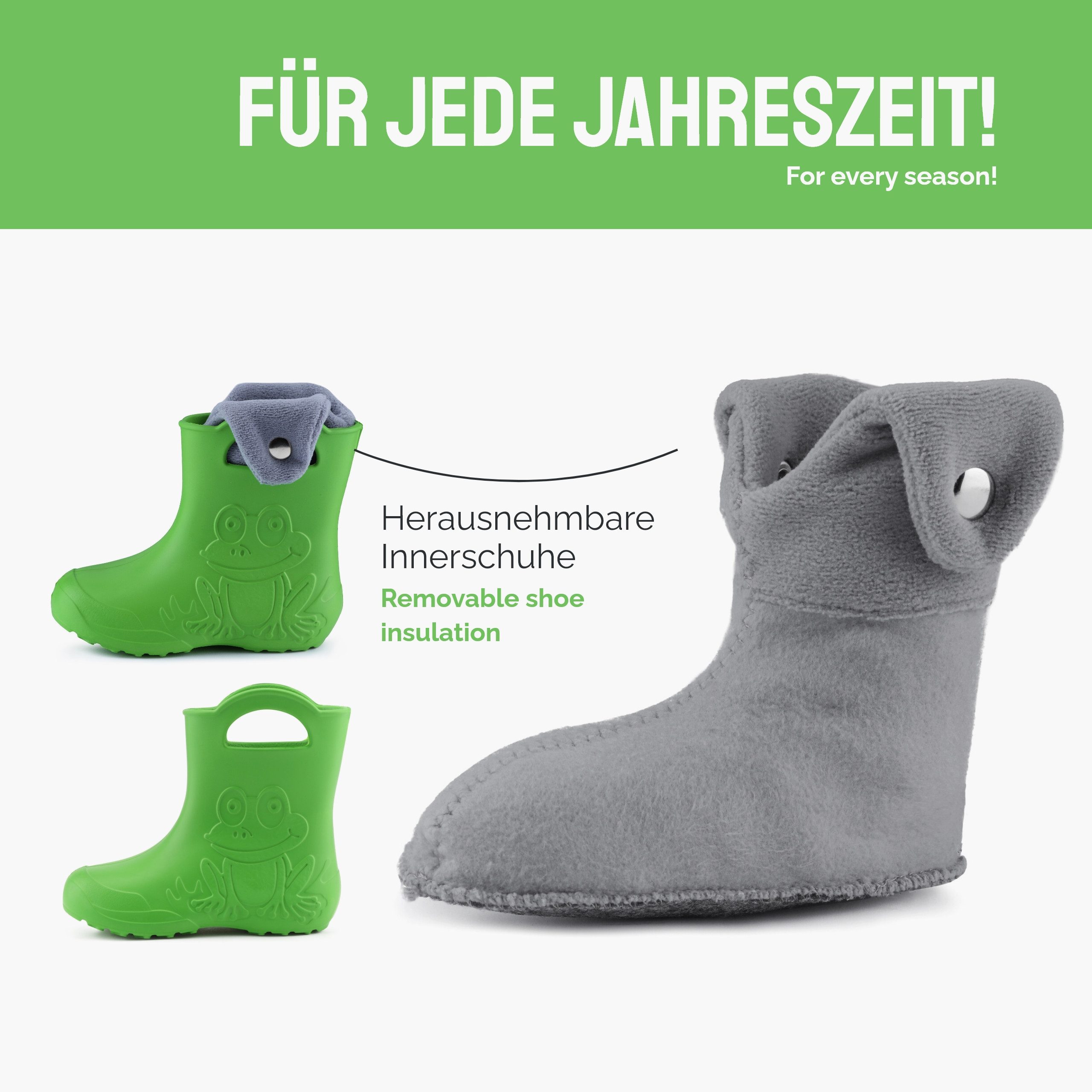 Ladeheid EVA Regenschuhe mit herausnehmbares Innenfutter LA-CA-04 Gummistiefel Kinder gefüttert und federleicht – Bild 4 von 5