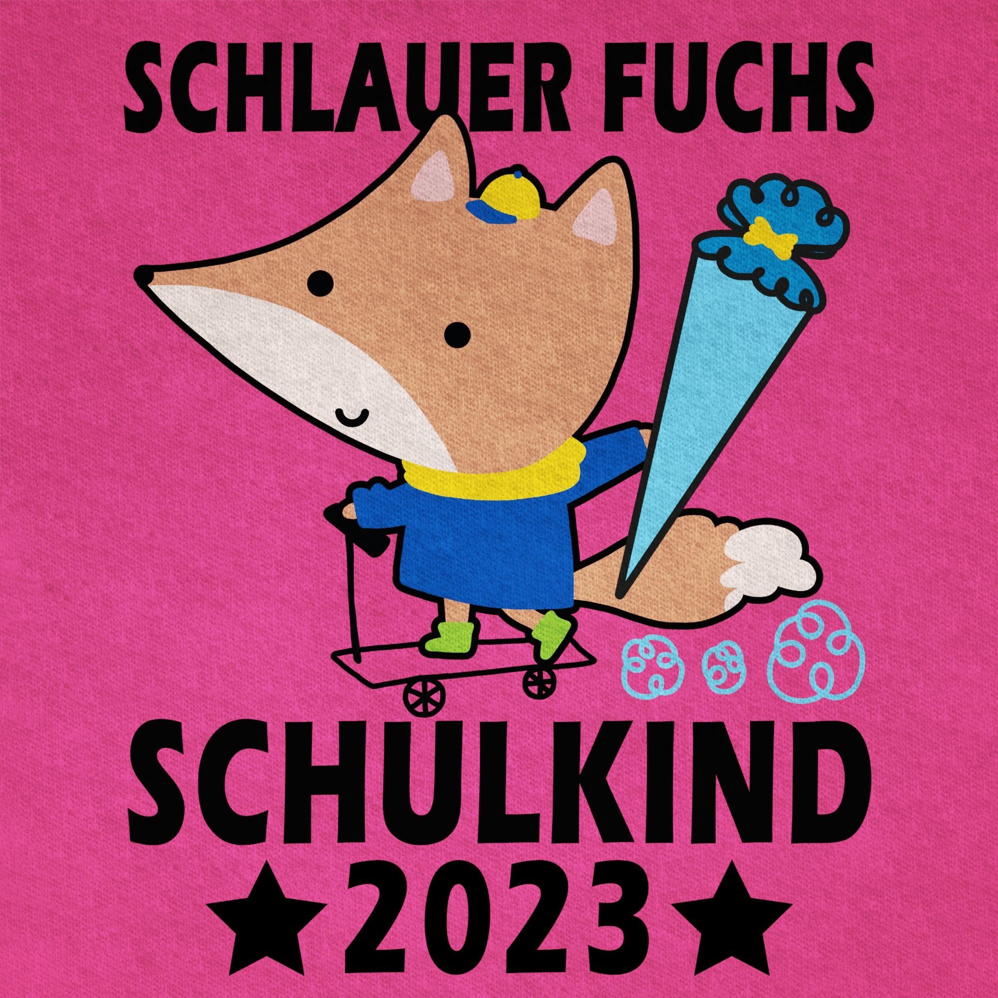 Fuchs - Schulanfang 2023 schwarz Shirtracer Junge Fuchsia Schulkind Einschulung Schlauer T-Shirt 03 Geschenke