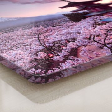 DEQORI Schneidebrett 'Kirschblüten Tempel Japan', Glas, Platte Frühstücksbrett Schneideplatte