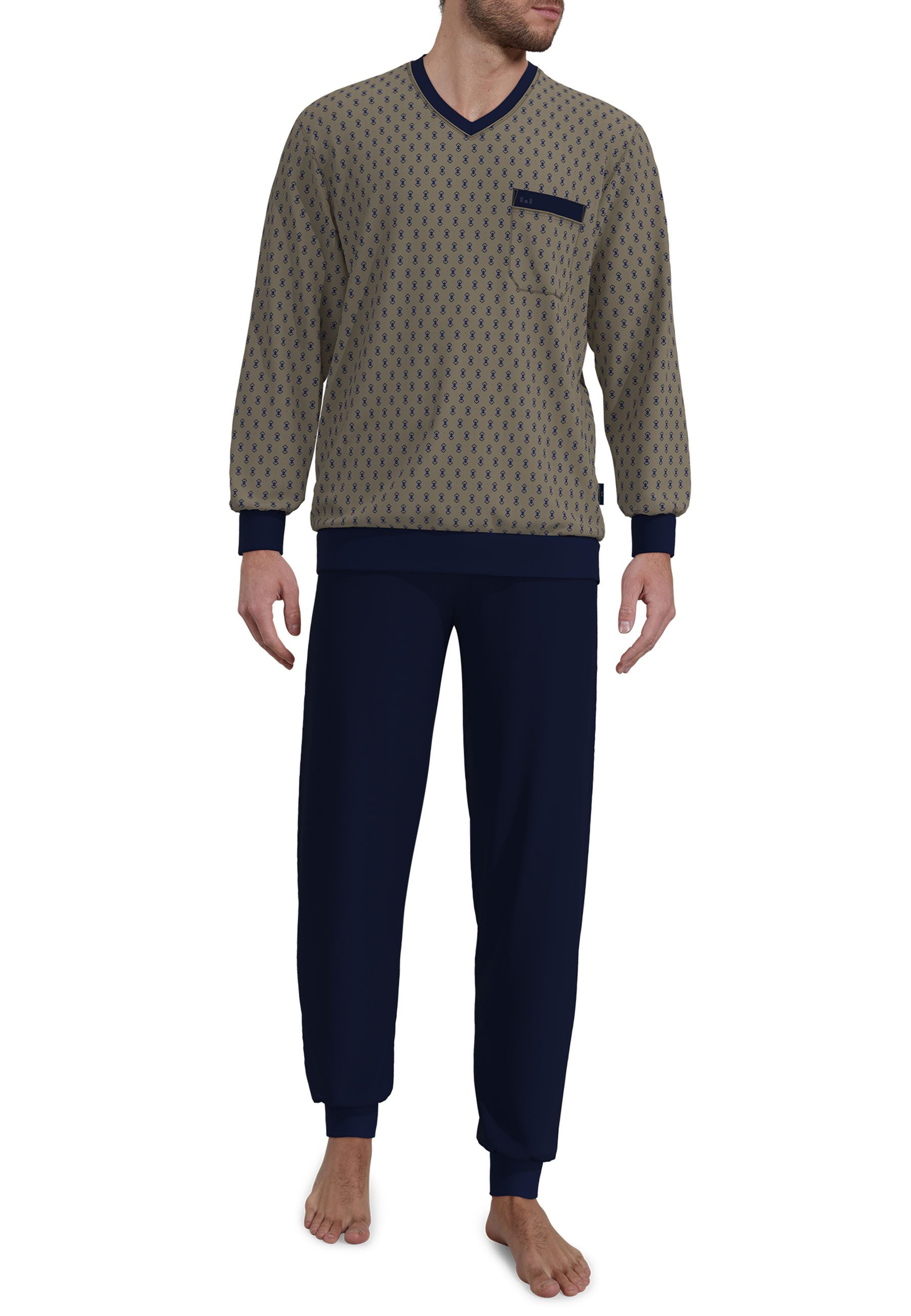 GÖTZBURG Pyjama GÖTZBURG Herren Pyjama braun bedruckt (1 tlg) günstig online kaufen