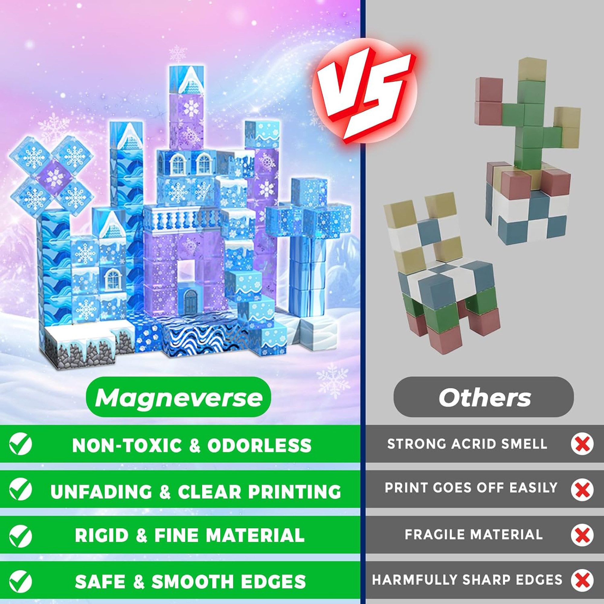 Luckice magnetische Bausteine, Lern- & Steckspiel, Kreativspielzeug für Kinder Magnetspielbausteine, (Set, 100 St., STEM sensorisches Spielzeug Magnetbausteine Kinderspielzeug), fördert räumliches & kreatives Denken, handaugenkoordinierend