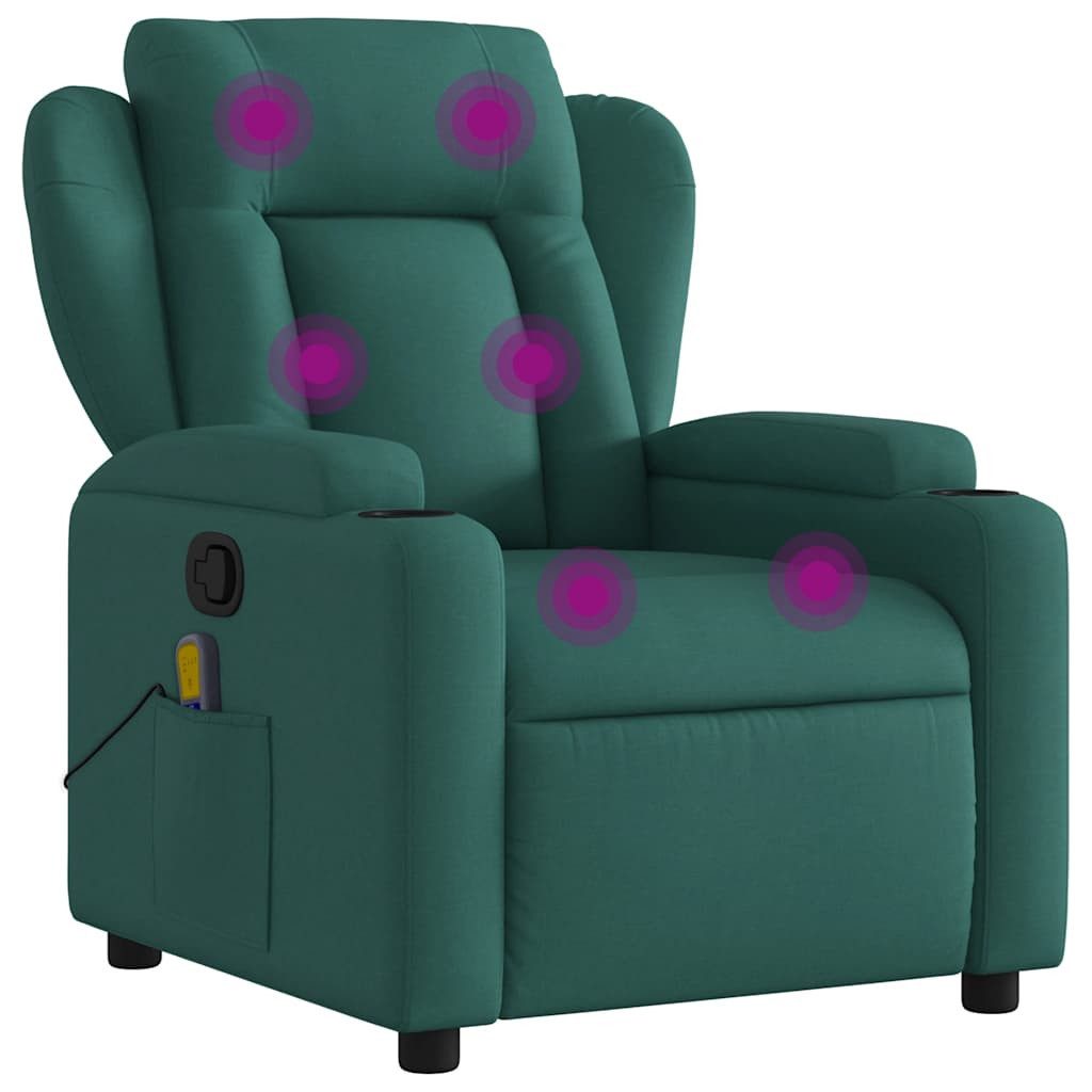 vidaXL Sessel Massage-Relaxsessel, dunkelgrüner Stoff (1-St) günstig online kaufen