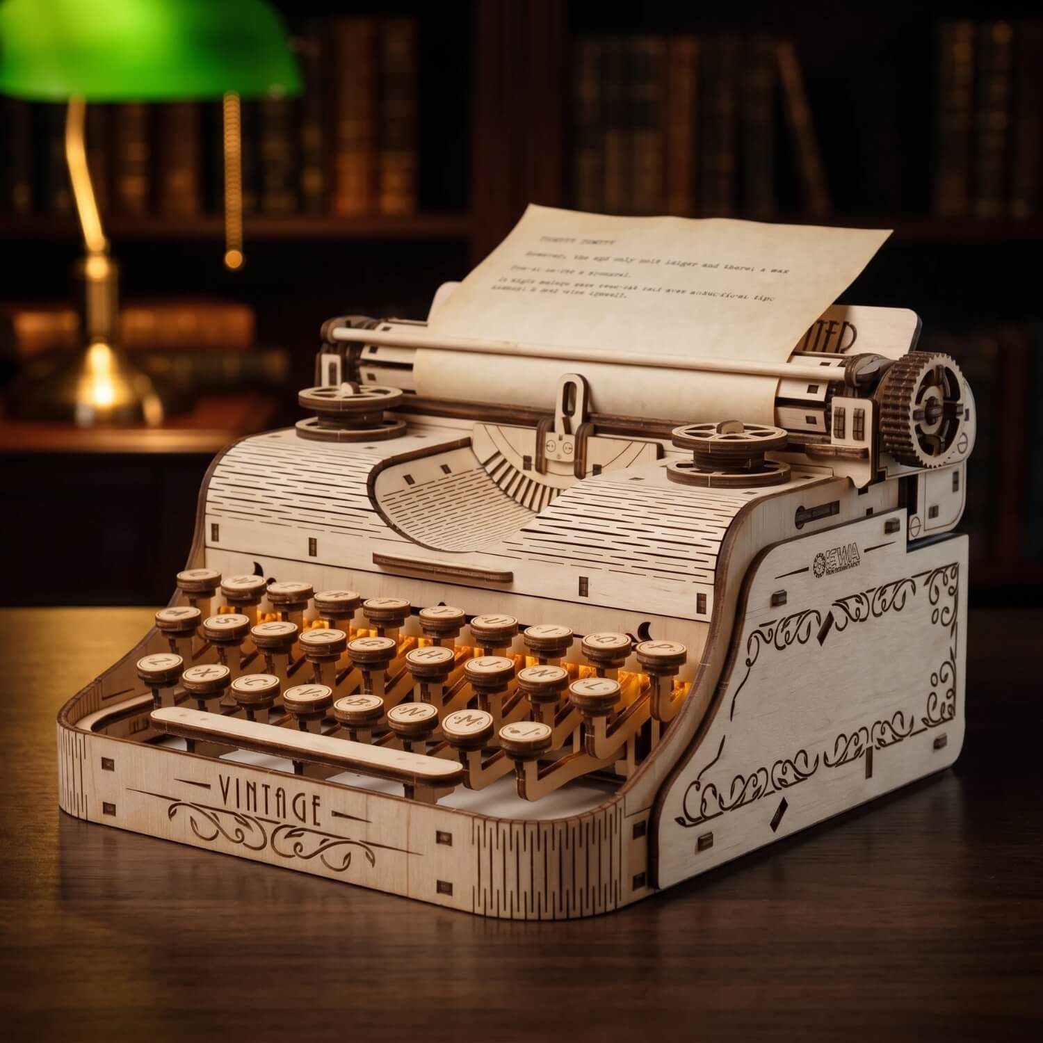 Eco Wood Art Modellbausatz Schreibmaschine Vintage Typewriter aus Holz, (453-tlg)