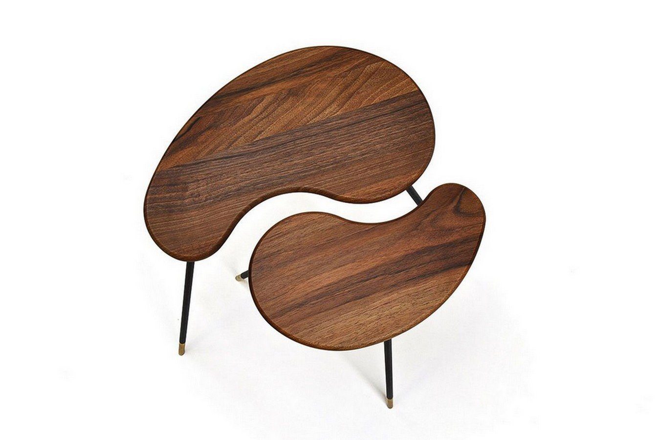 2er Couchtisch Nussbaum 'Kidney' Set living Beistelltische daslagerhaus