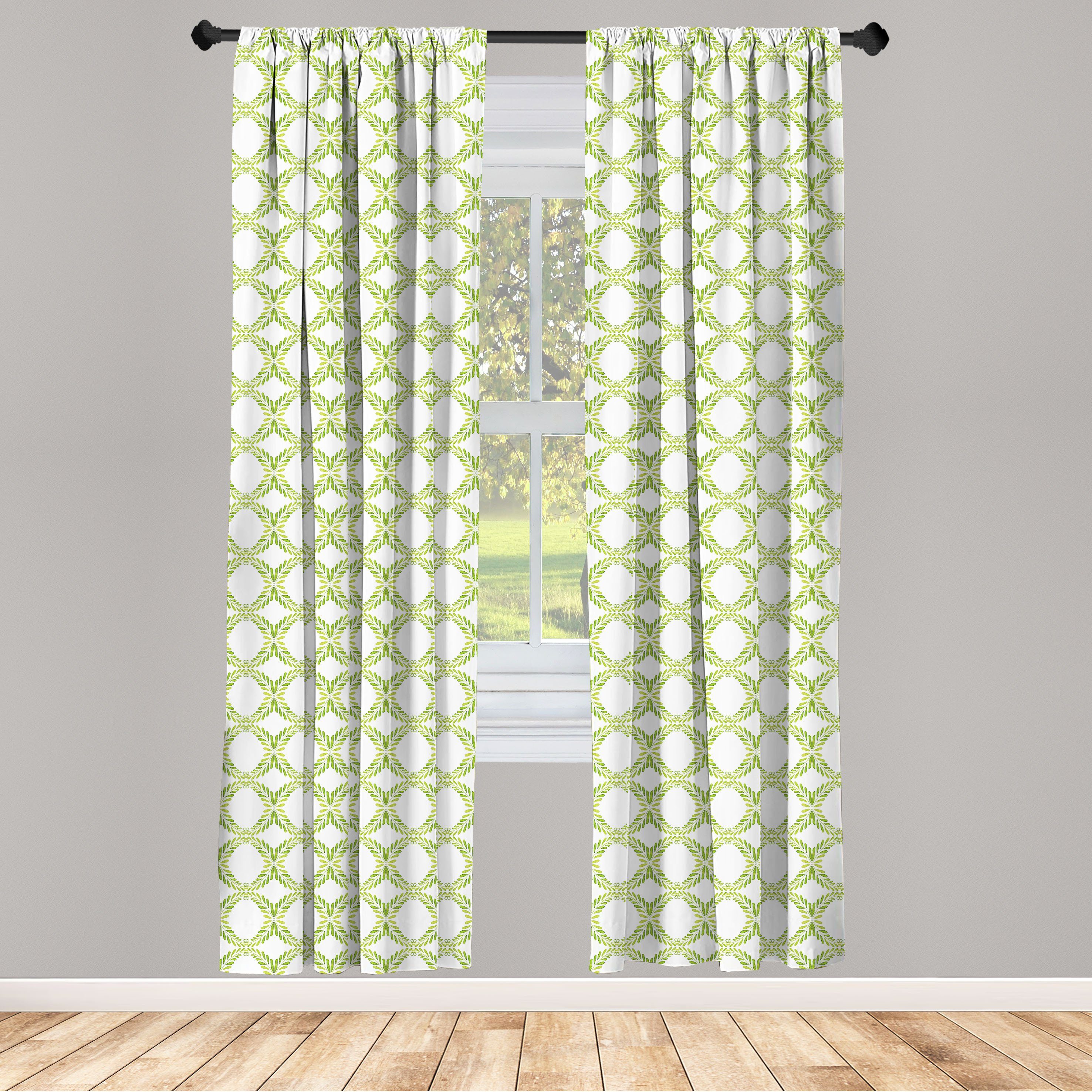 Gardine Vorhang für Wohnzimmer Schlafzimmer Dekor, Abakuhaus, Microfaser, Blumen Lorbeer-Kranz-Illustrationen