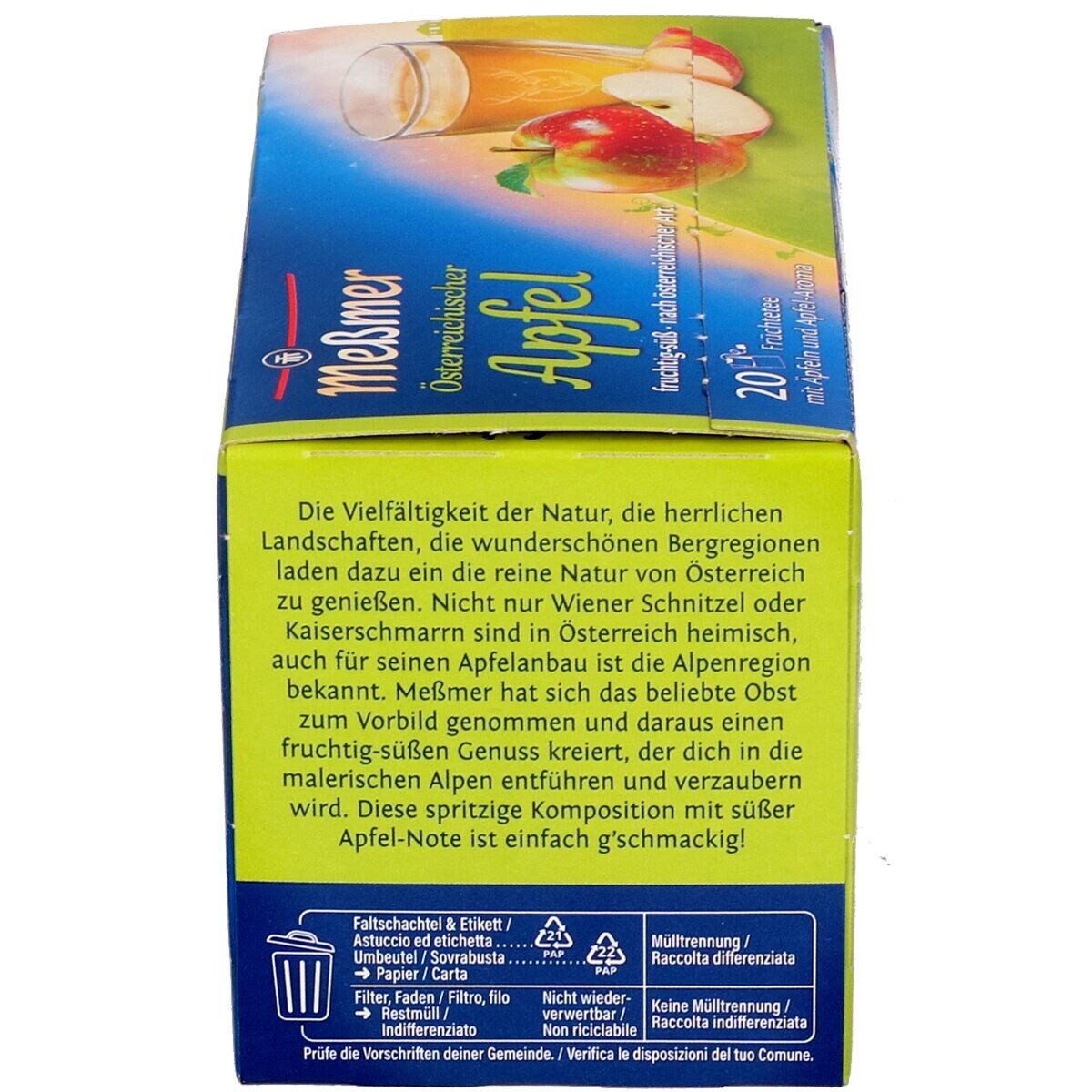 Meßmer Tee Österreichischer Apfel, Früchtetee mit Äpfeln und Apfel-Aroma