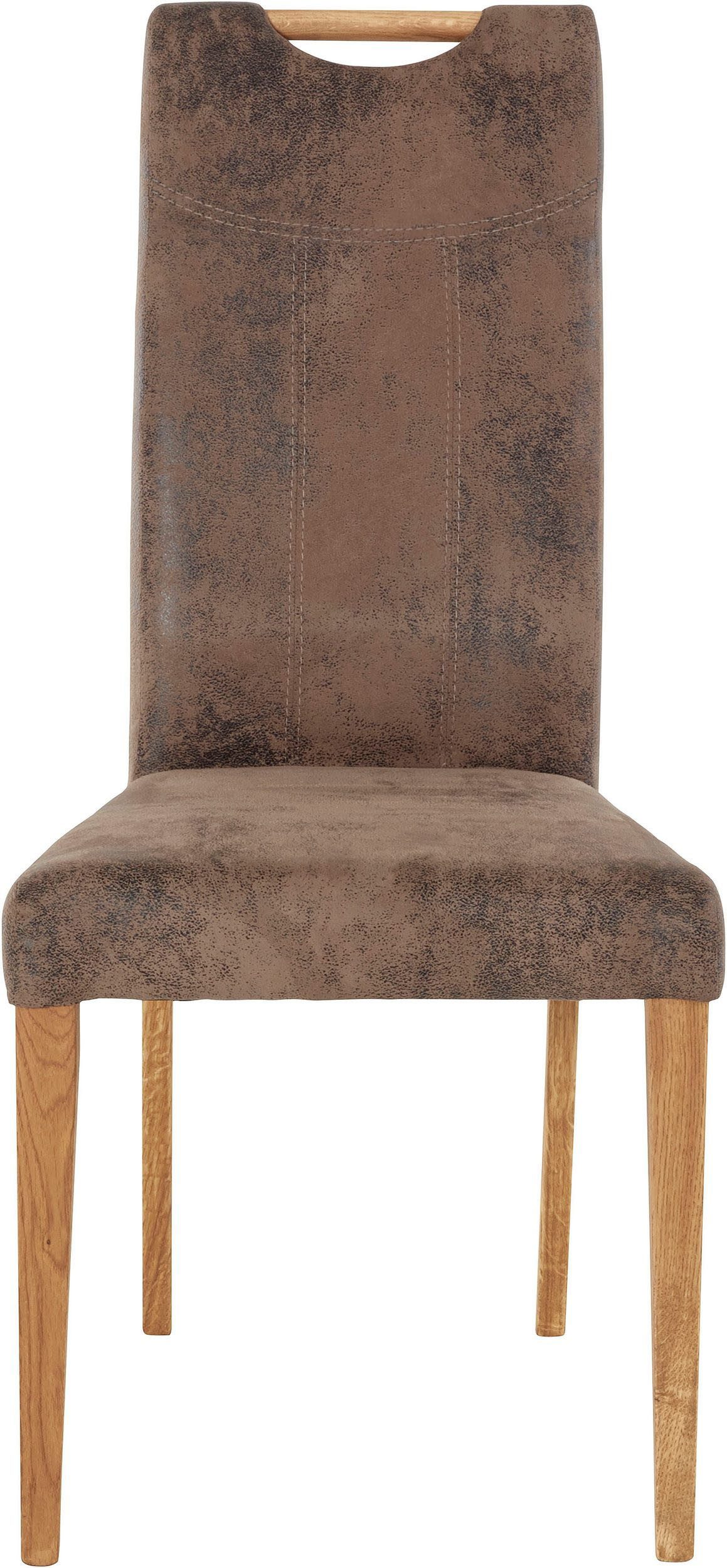 Home affaire Esszimmerstuhl Roberta Polsterstuhl, Gestell Eiche massiv (Set, 2 St), Bezug aus strapazierfähiger Microfaser