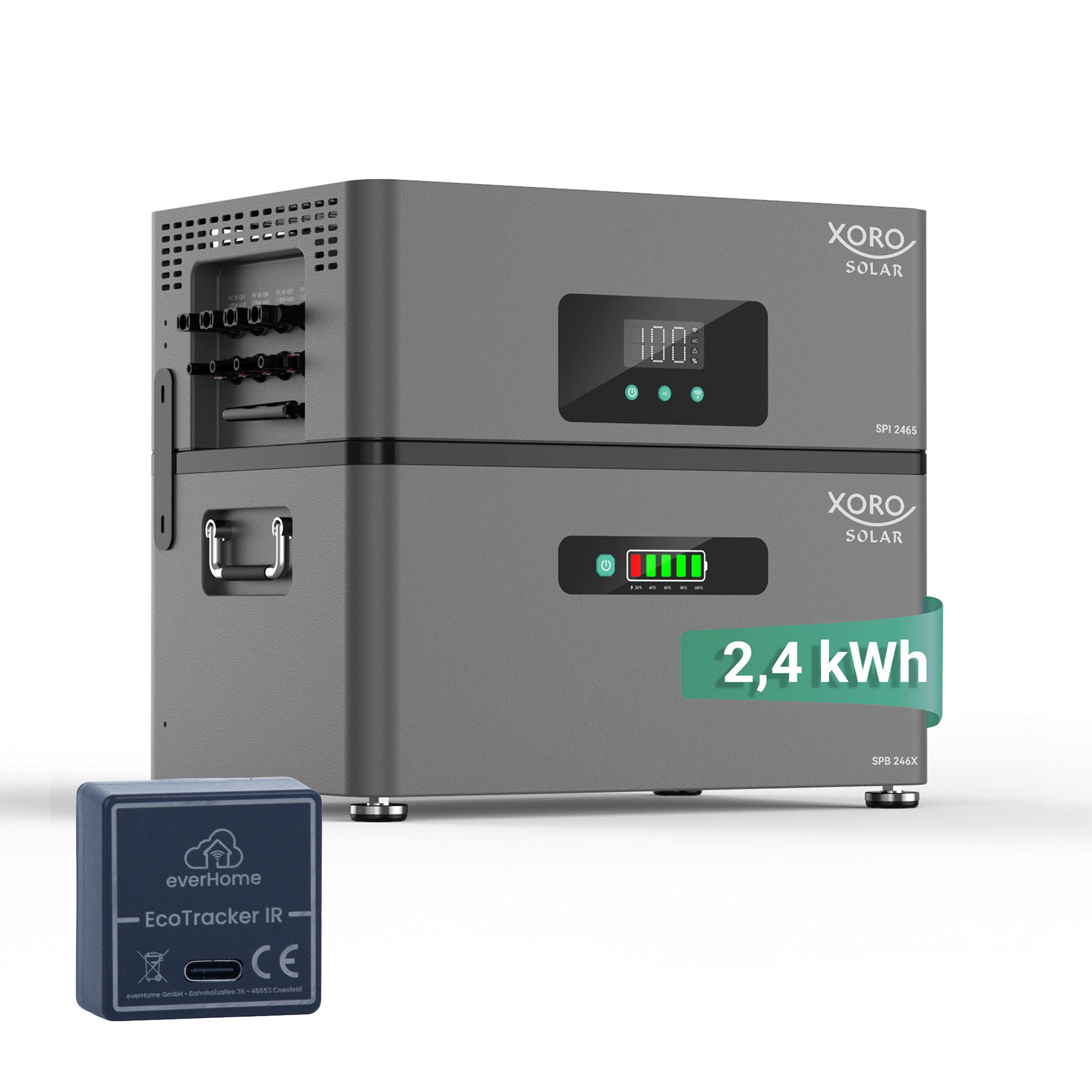 XORO SOLAR ATLAS-D PLUS 2,4kWh für PV & Balkonkraftwerk mit Shelly/EcoTracker Stromspeicher Hybrid-Energiespeichersystem 50000 mAh (230 V), modular erweiterbar bis 12 kWh, mit Backup-Funktion & App-Steuerung