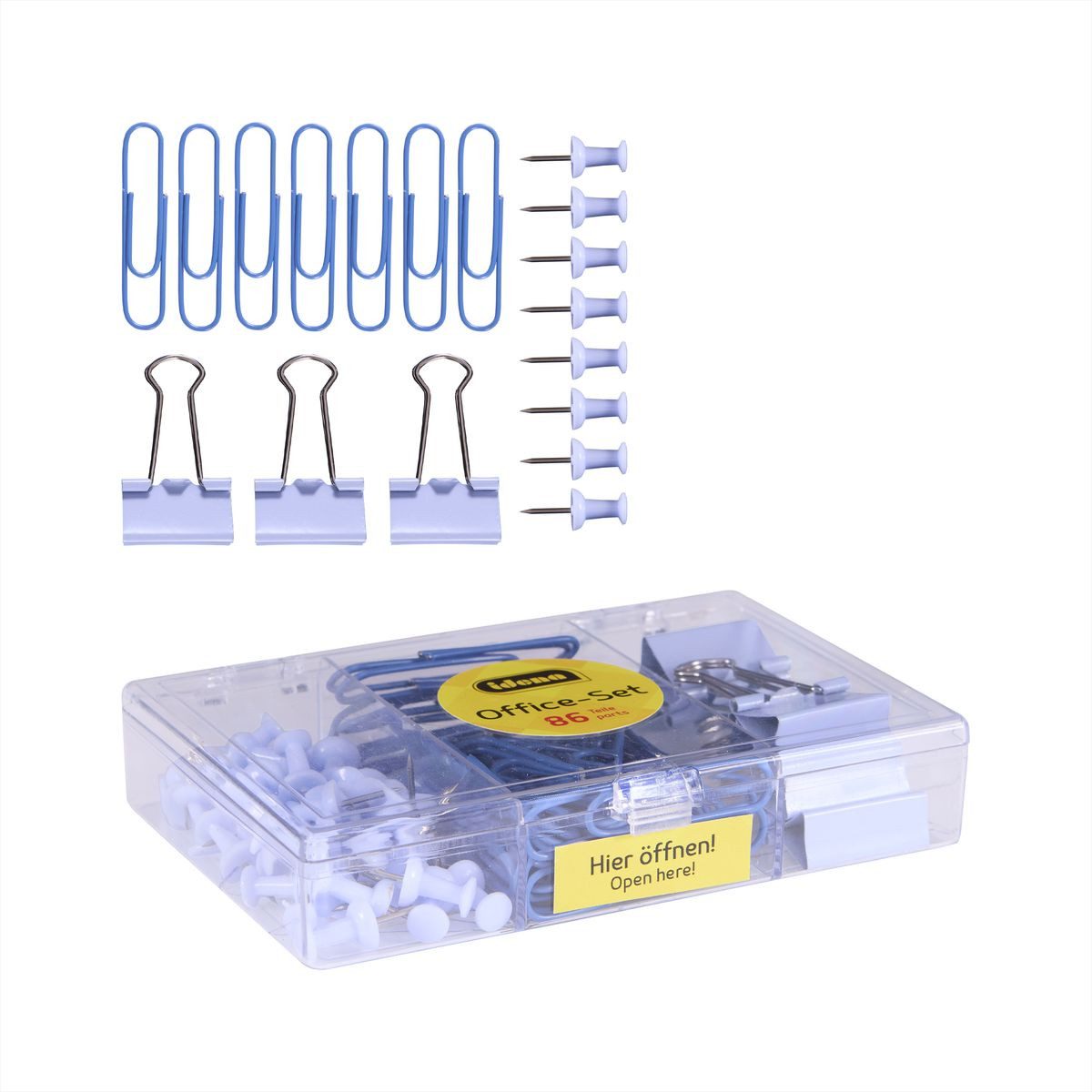 Idena Büroklammer Idena Office Set blau 86 Teile