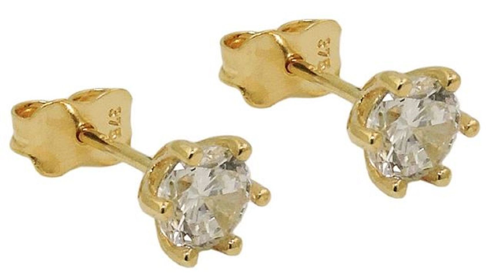Ohrstecker Zirkonia Paar Ohrringe Herren Gold inklusive und Damen unbespielt 5 Schmuckbox, für mm Goldschmuck 375