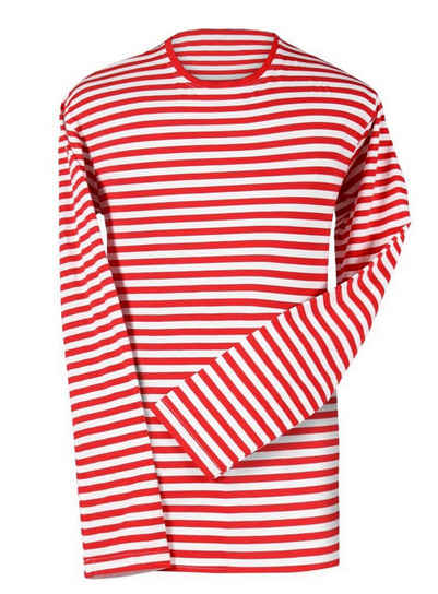 Rubie´s T-Shirt Ringelshirt langarm rot-weiß Rot-weiß gestreiftes Langarmshirt für traditionsreiche Verkleidungen