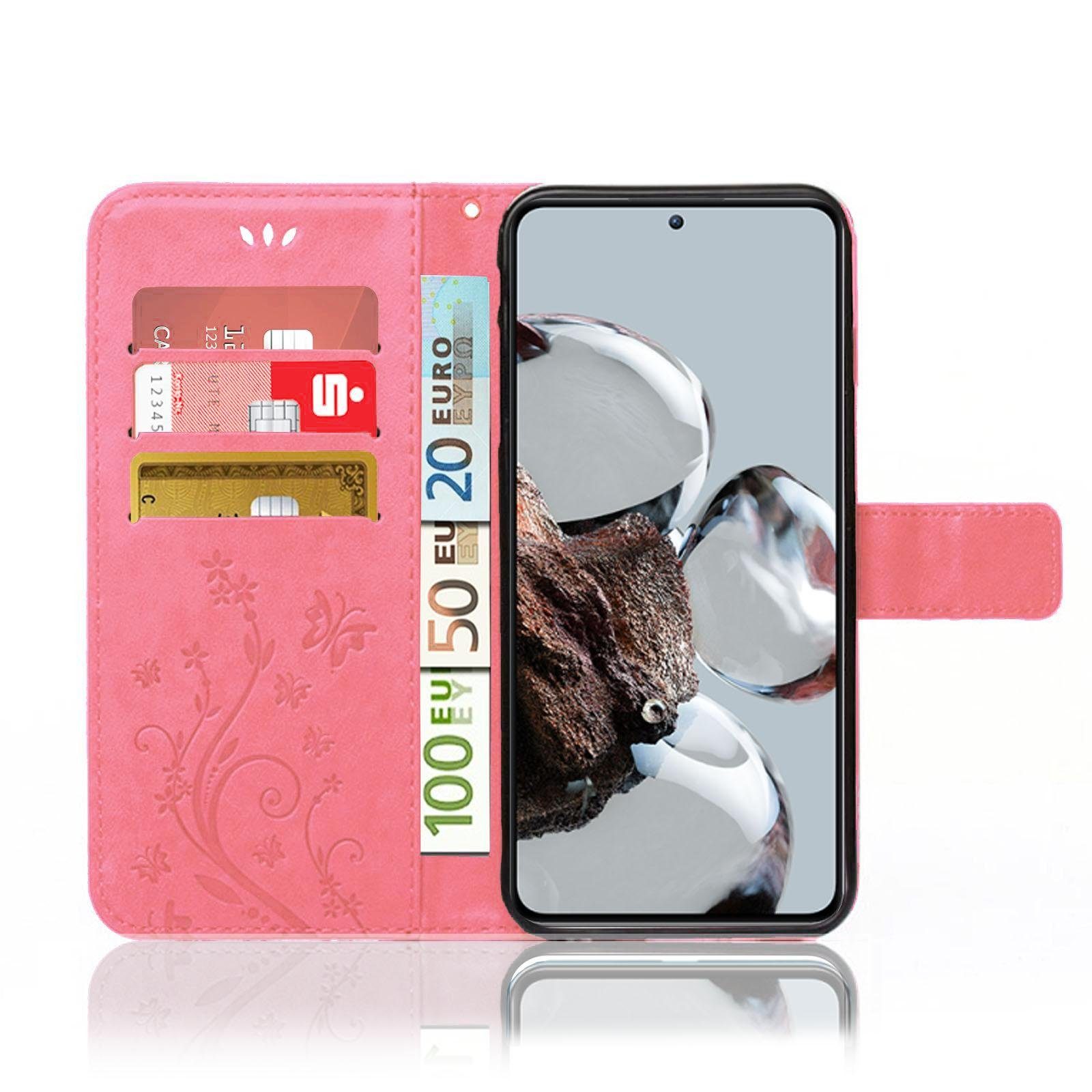 Numerva Handyhülle Bookstyle Flower für Xiaomi 12T / 12T Pro, Handy Tasche Schutzhülle Klapphülle Flip Cover mit Blumenmuster