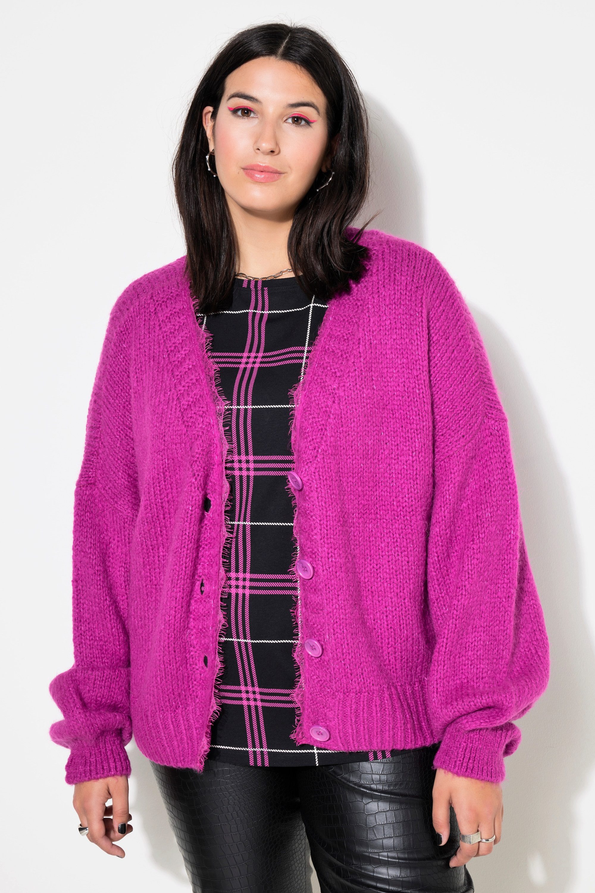 Studio Untold Strickjacke Strickjacke oversized Spitzenkante günstig online kaufen