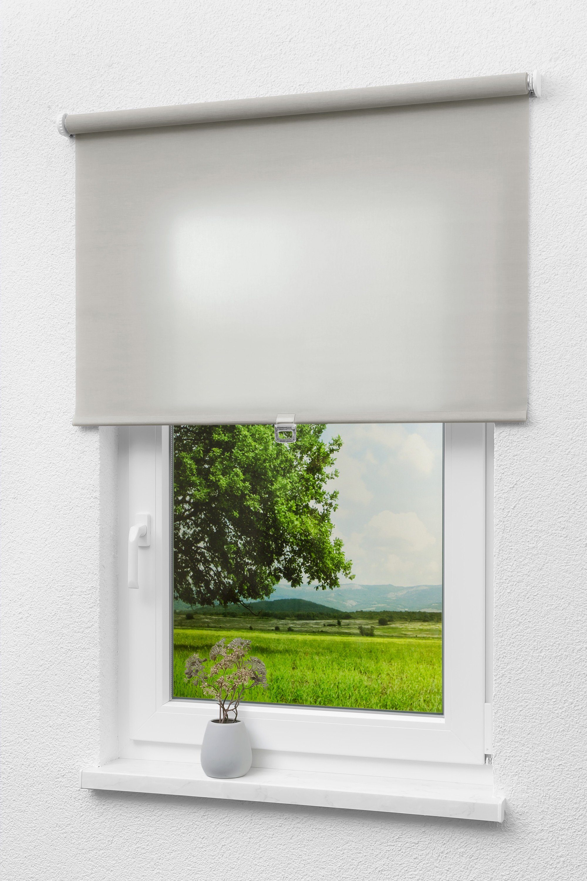 HxB Qualitätsspringrollo Rollo Tageslicht LYSEL®, blickdicht, Grau, 190x62cm