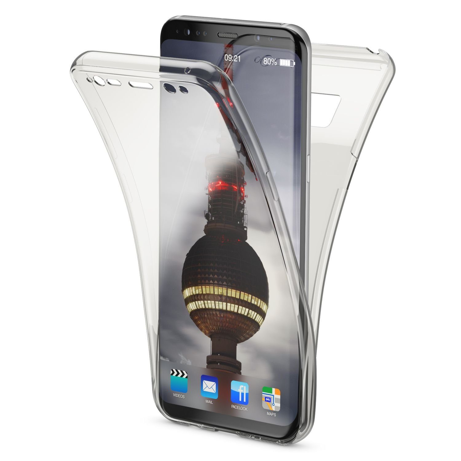 Nalia Smartphone-Hülle Samsung Galaxy S8, Transparente 360 Grad Silikon Hülle / Rundumschutz / Full Cover Etui
