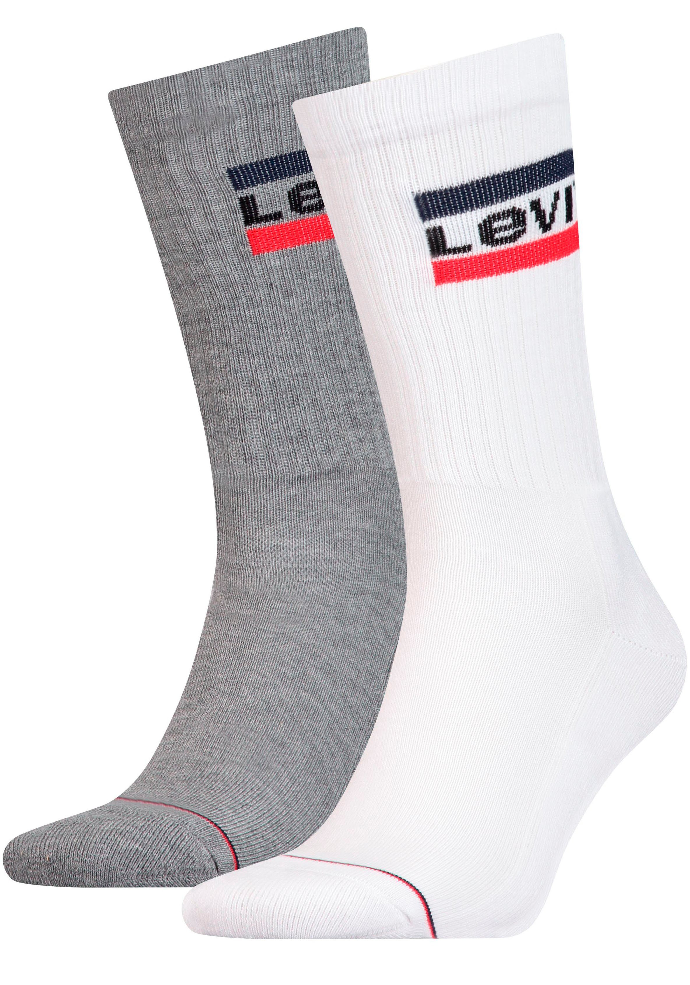 Levi's® Sportsocken (Packung, 2-Paar) LEVIS REGULAR CUT SPRTWR LOGO 2P white / grey | Kurzsocken