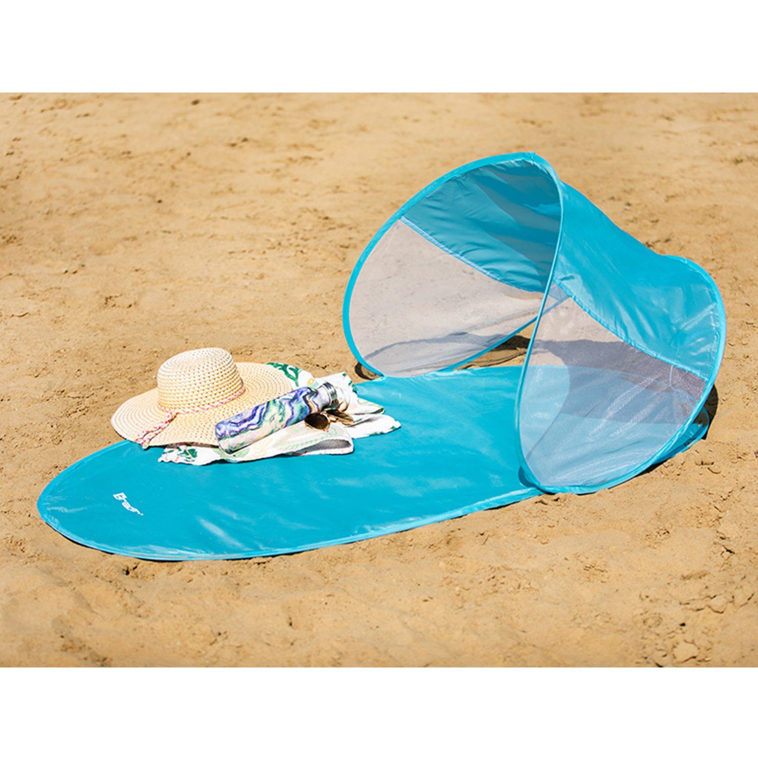 Tracer Strandmuschel, Personen: 1, Strandmatte mit 145x70cm Blau neigbarem Sonnenschutzdach