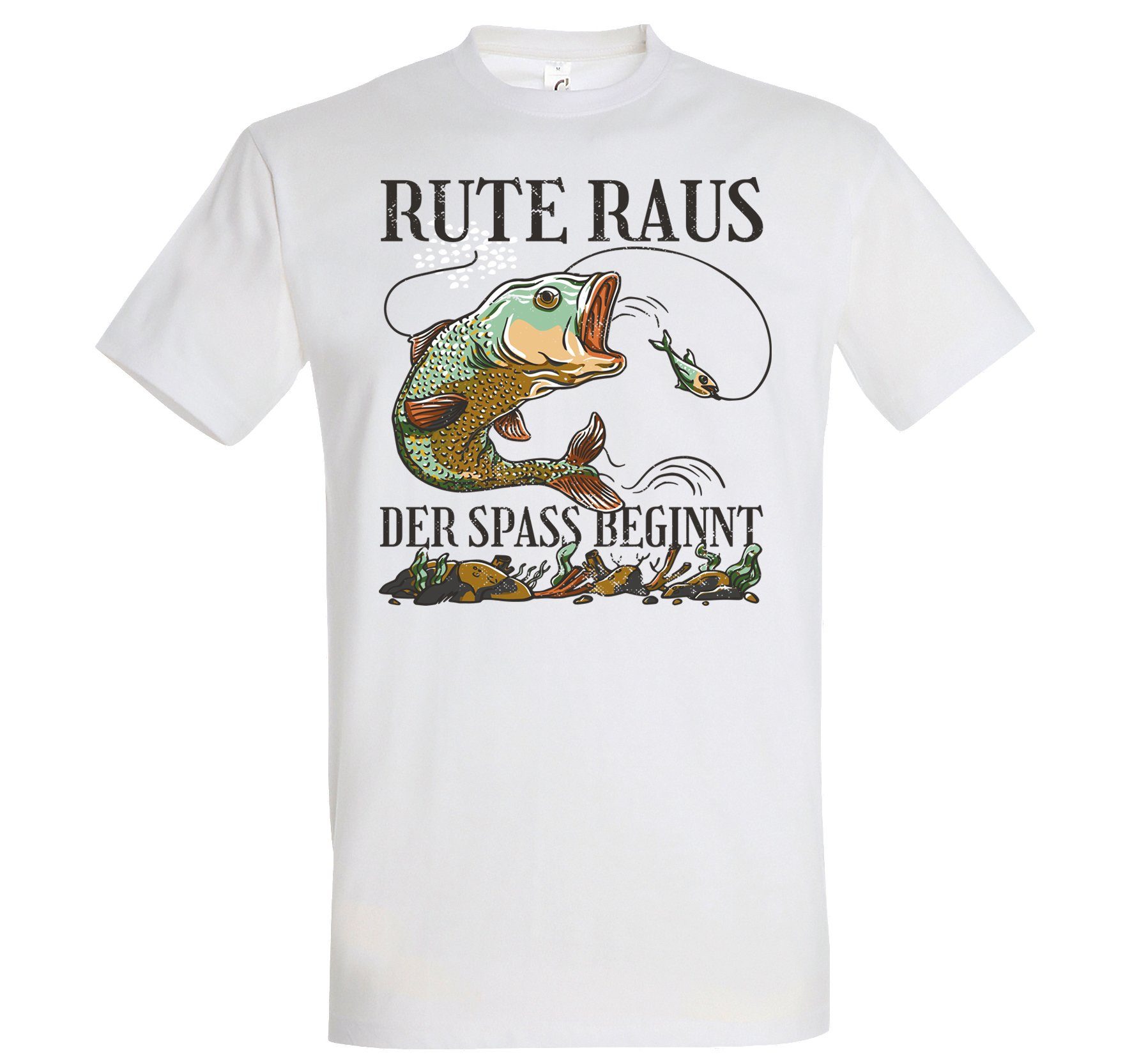 Youth Designz T-Shirt Rute Raus der Spass beginnt Herren T-Shirt mit Trendigem Frontdruck Weiss