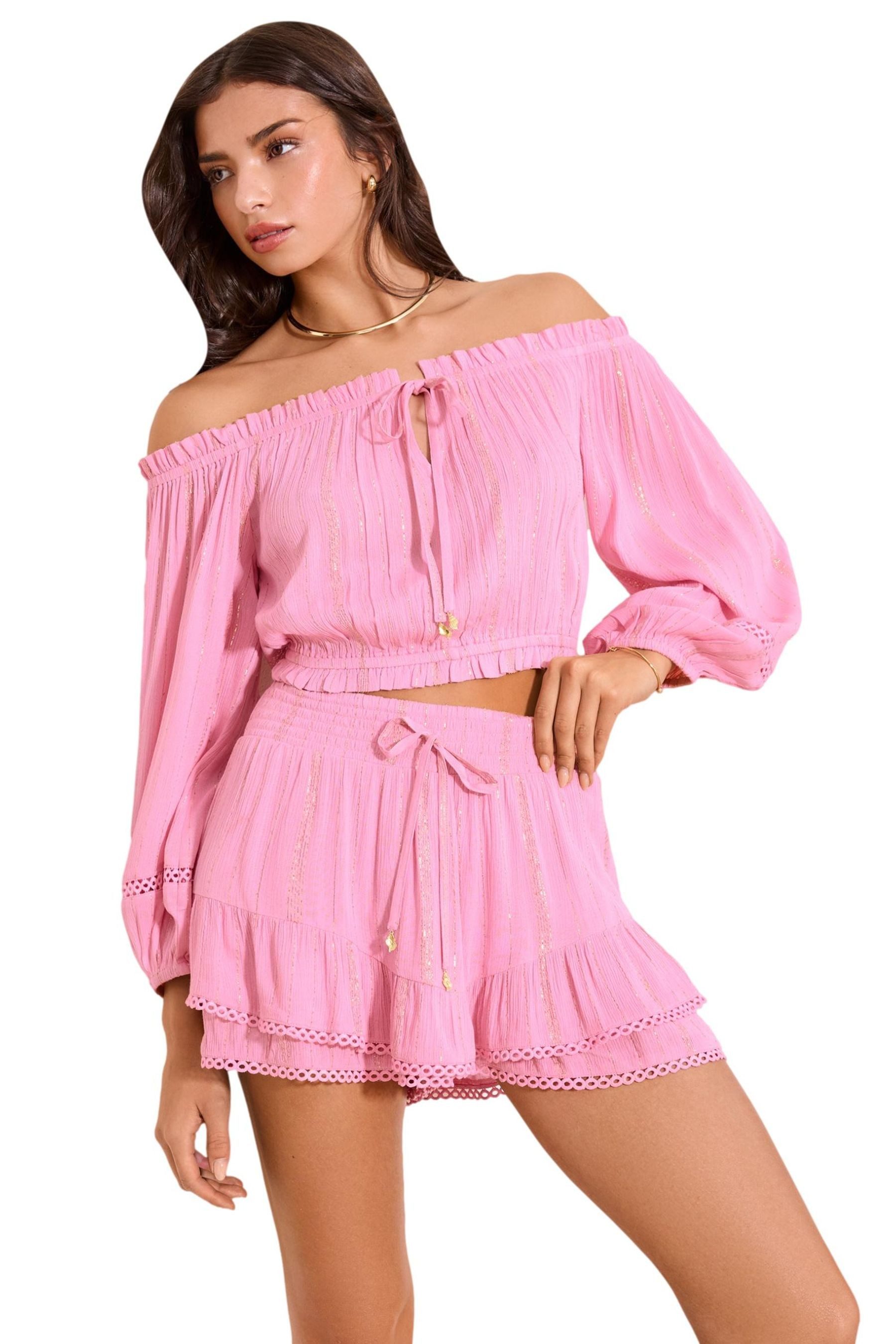 LIPSY Strandshorts Lipsy Minirock mit Glitzer im Knitterlook, Regular (1-tlg)