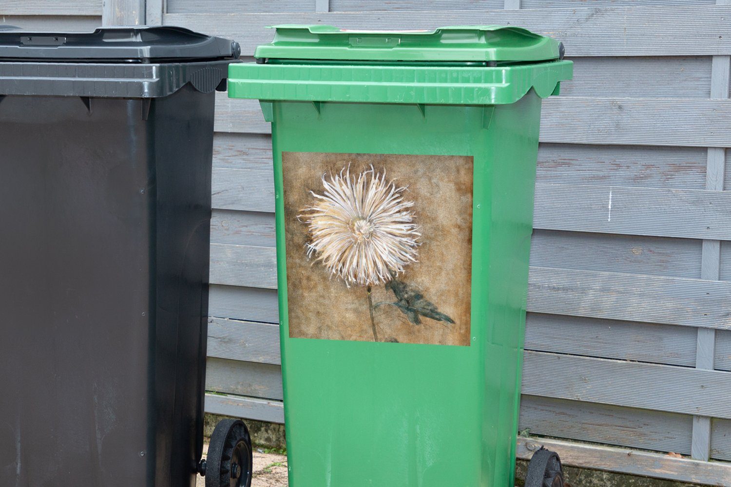 MuchoWow Wandsticker Chrysantheme Abfalbehälter - Mülleimer-aufkleber, - Mülltonne, St), Alte Meister (1 Sticker, Mondrian Container, Piet