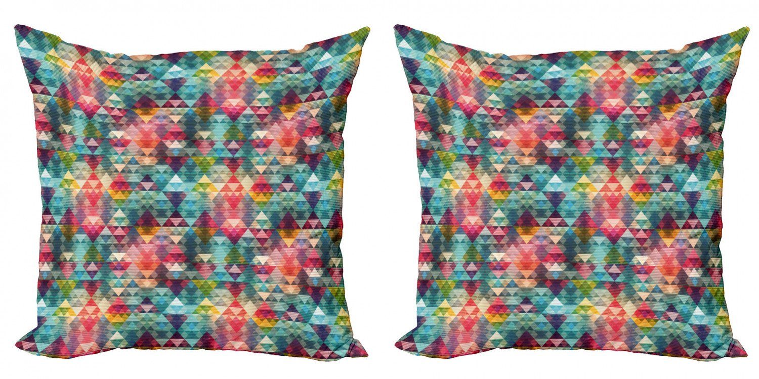 Abstract Stück), Abakuhaus (2 Doppelseitiger Accent Colorful Triangles-Bild Digitaldruck, Kissenbezüge Modern