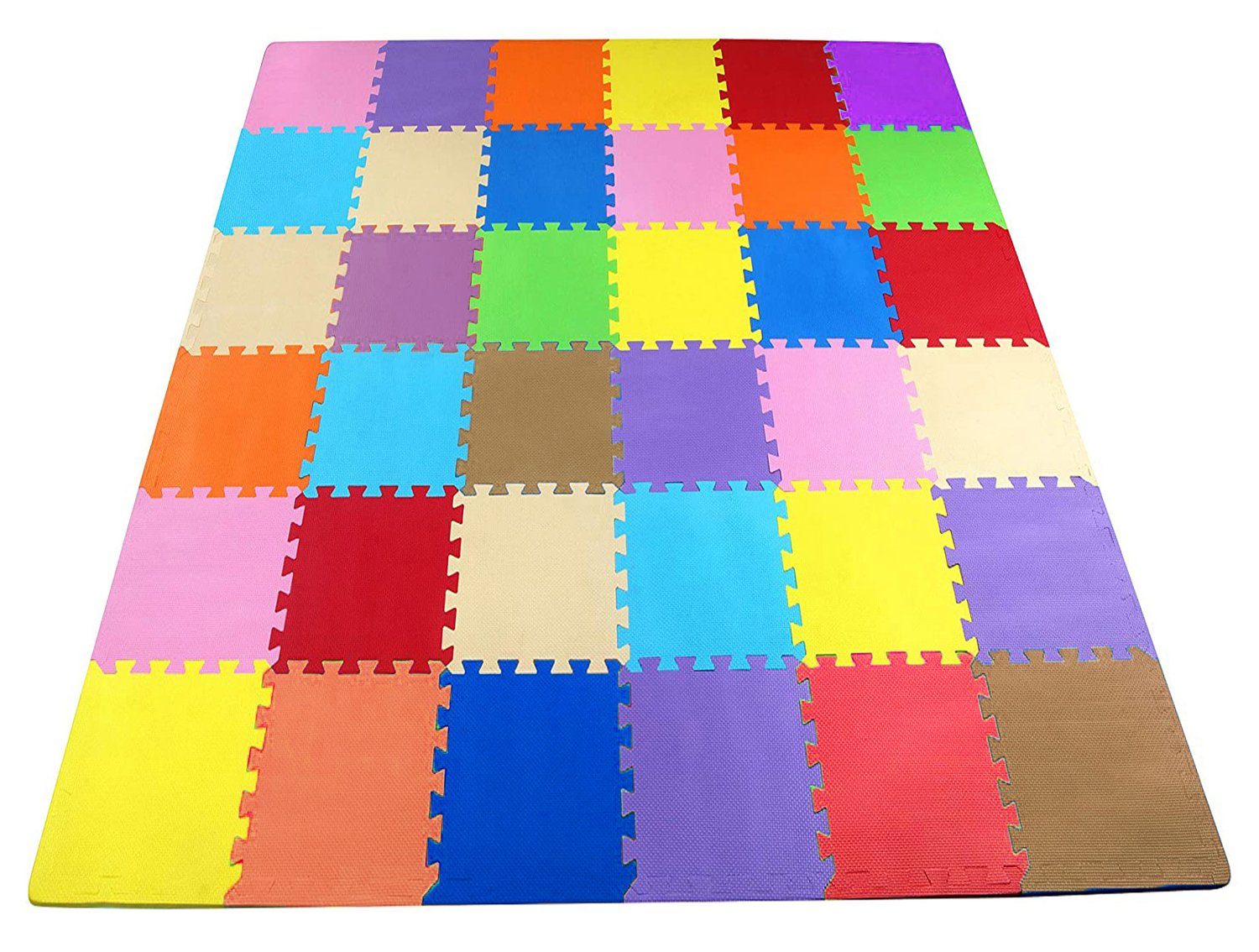 BiboBibo Puzzlematte Bunt 18er Set, Kinderspielmatten Puzzleteppich  Spielmatte Spielteppich Kinderteppich