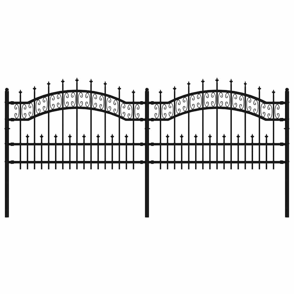 furnicato Zaun Gartenzaun Kampen 240x118 cm Schwarz Pulverbeschichteter Stahl, (1-St)