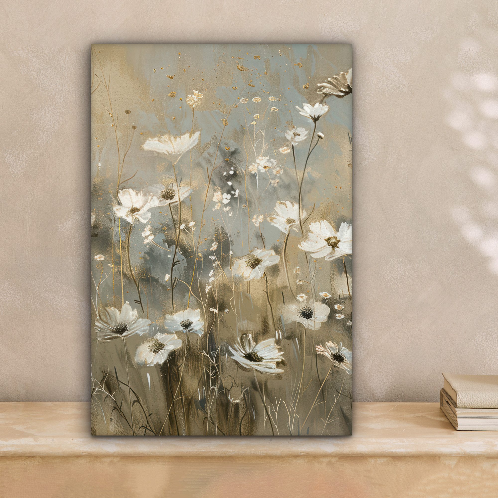 OneMillionCanvasses® Leinwandbild Blumen - Weiß - Natur - Grau - Modern, Fo günstig online kaufen