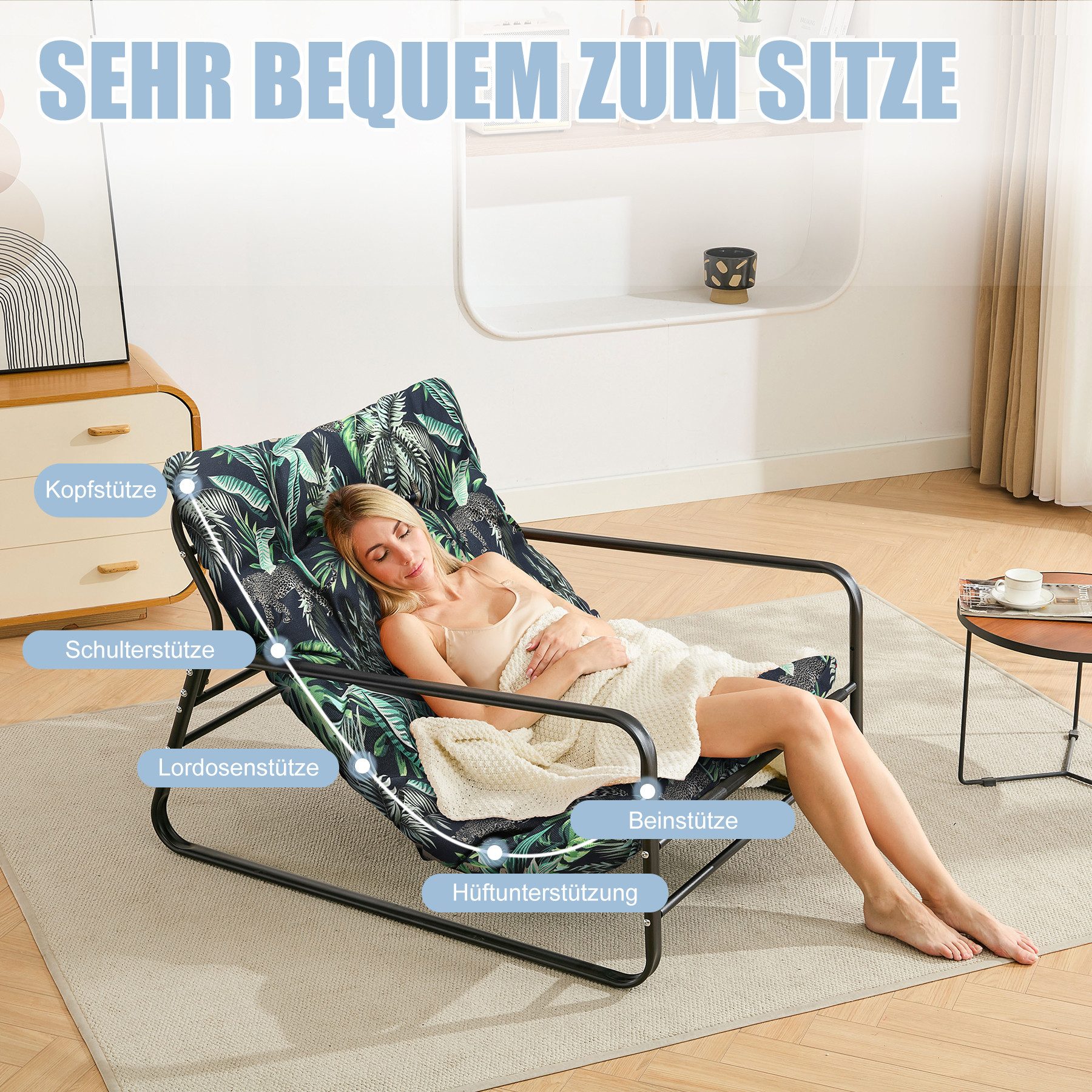 HomeMiYN Loungesessel Loungesessel Sessel Wohnzimmer Gartenliege mit Wendekissen (2er set,bestehend aus sessel mit Gepolsterten Kissen), für kinder,2 erwachsene