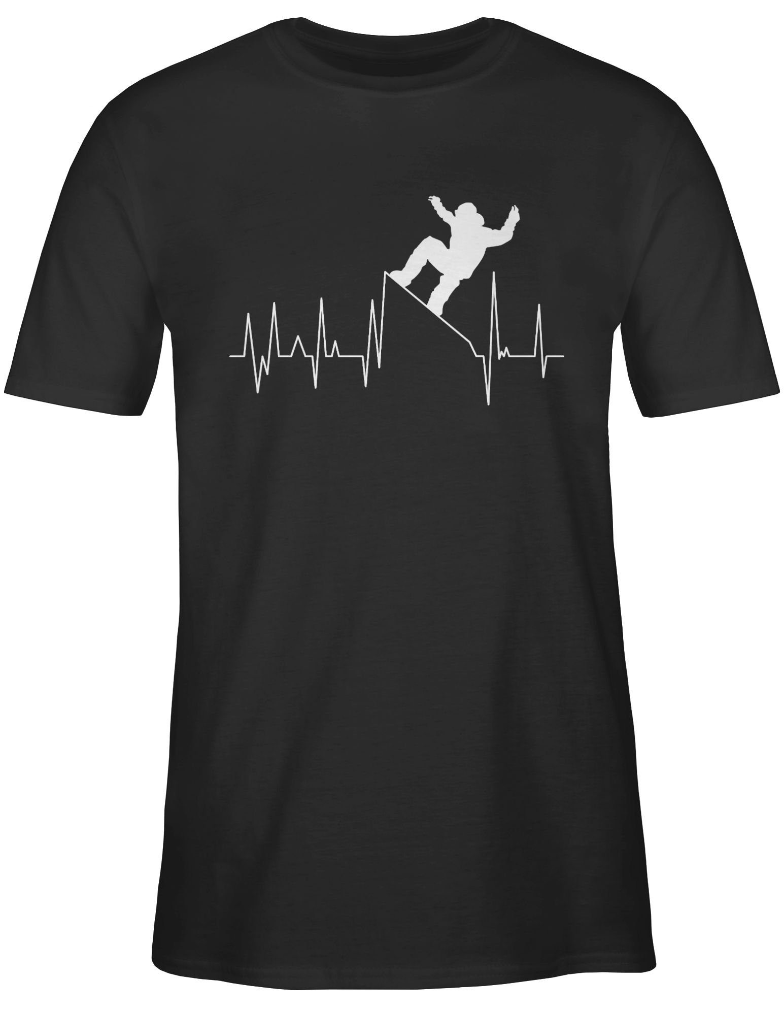 Shirtracer T-Shirt Snowboarding Herzschlag - weiß Apres Ski Party